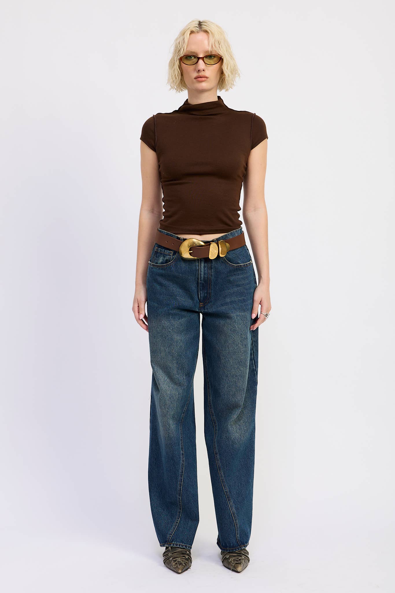 Mock Neck With Exposed Seams