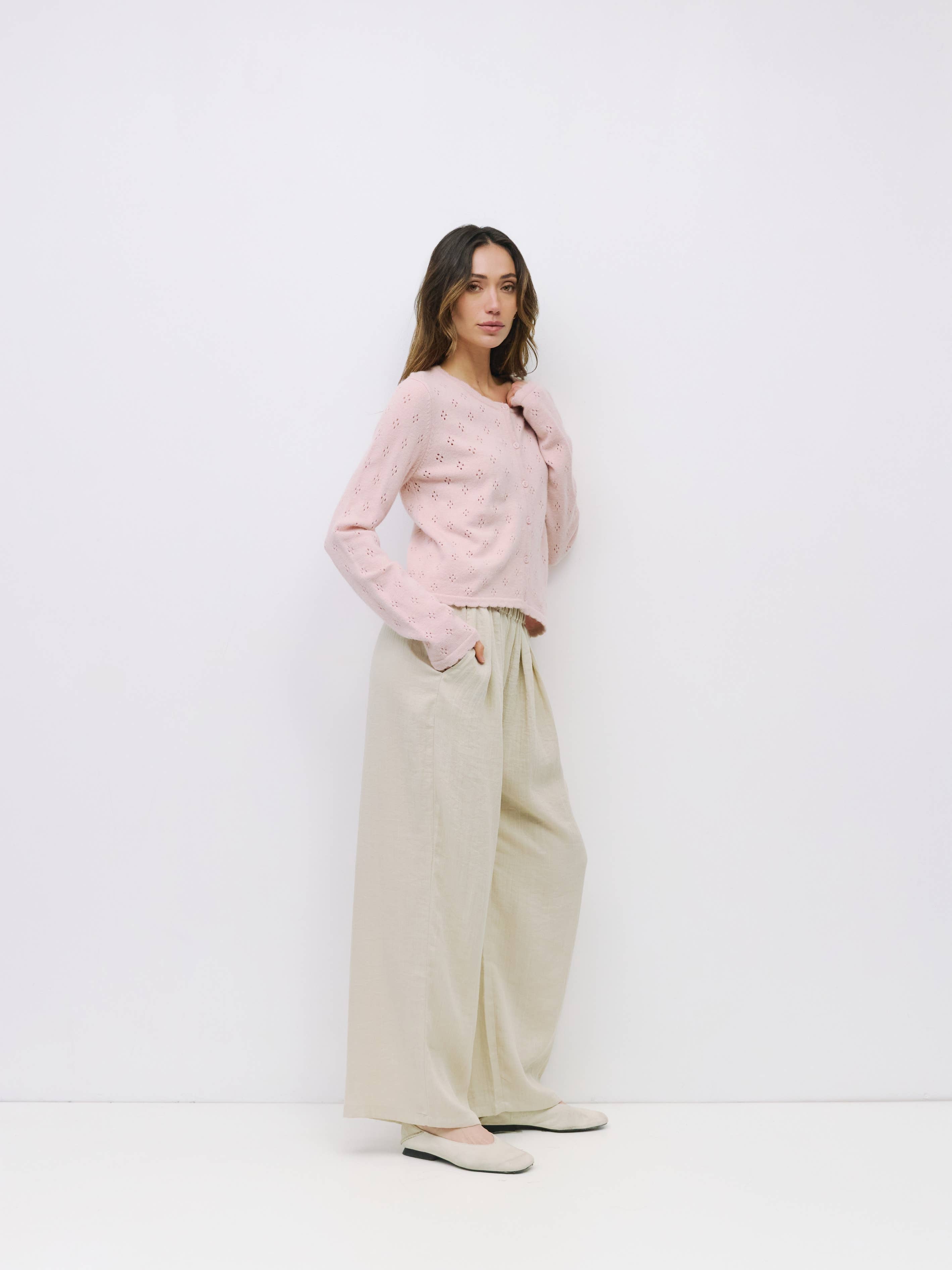 The Carmela Cardigan | Scalloped Pointelle Cardigan