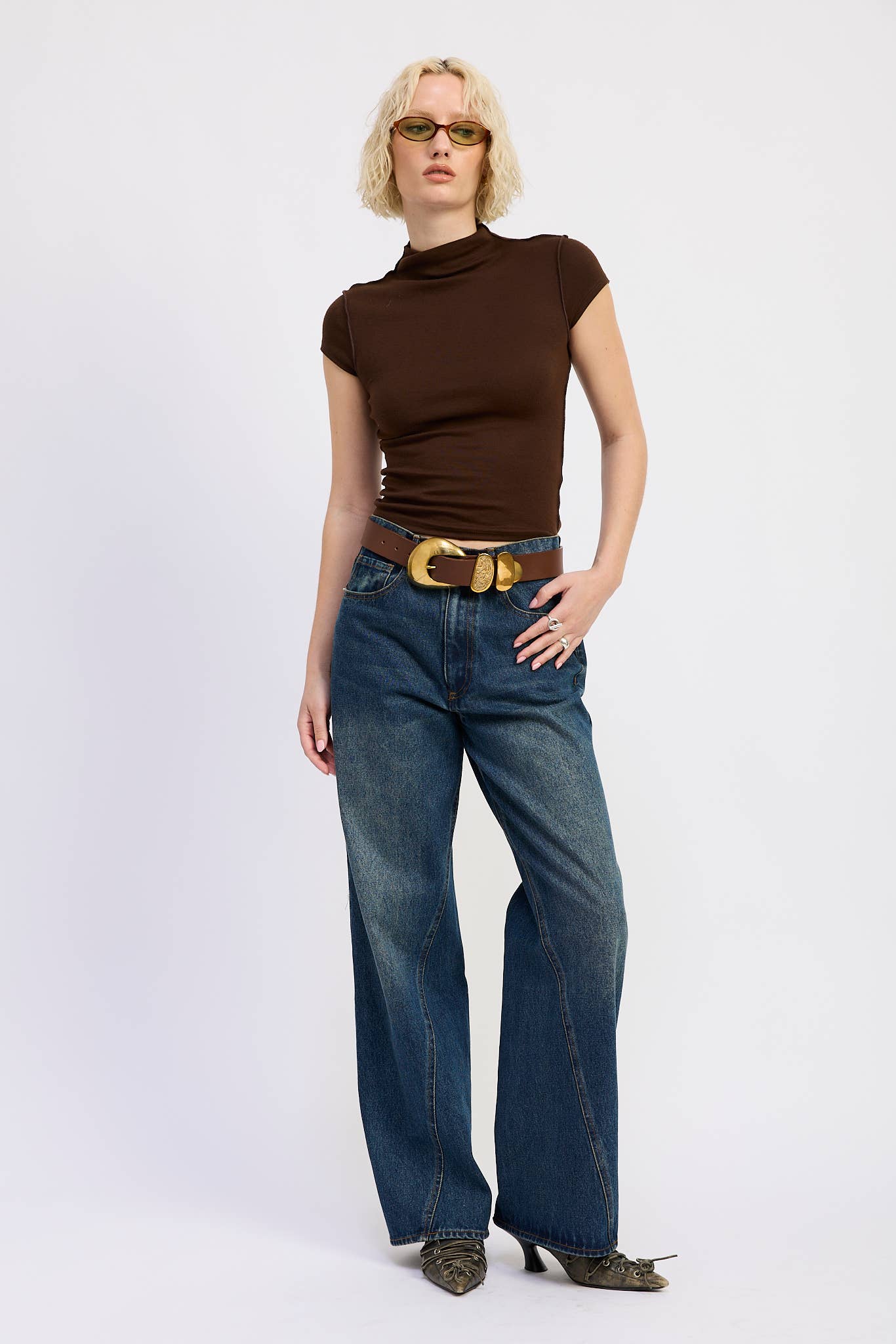 Mock Neck With Exposed Seams