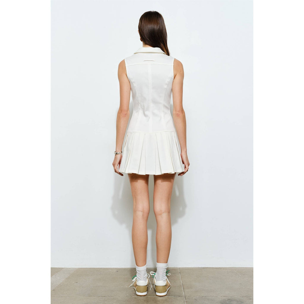 Martine Pleated Zip Mini Tennis Dress