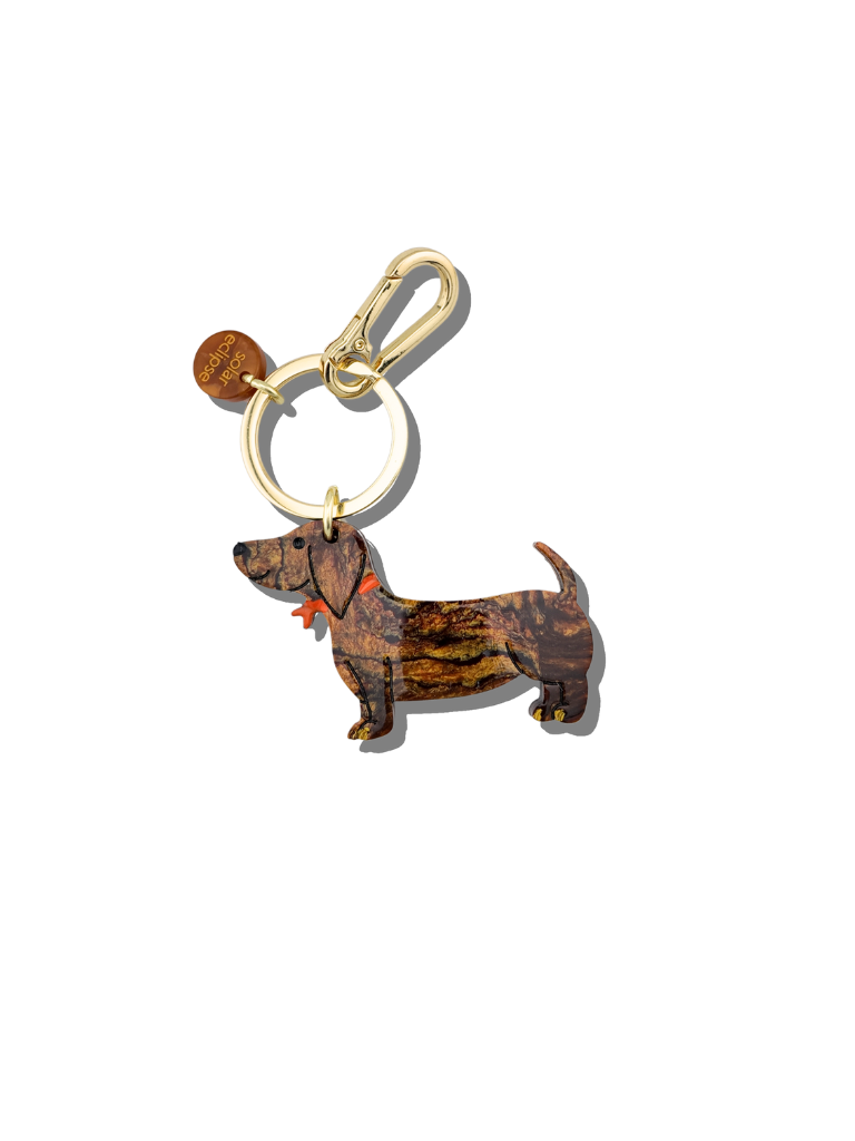 Hand-painted Dachshund Dog Bag Charm + Keychain