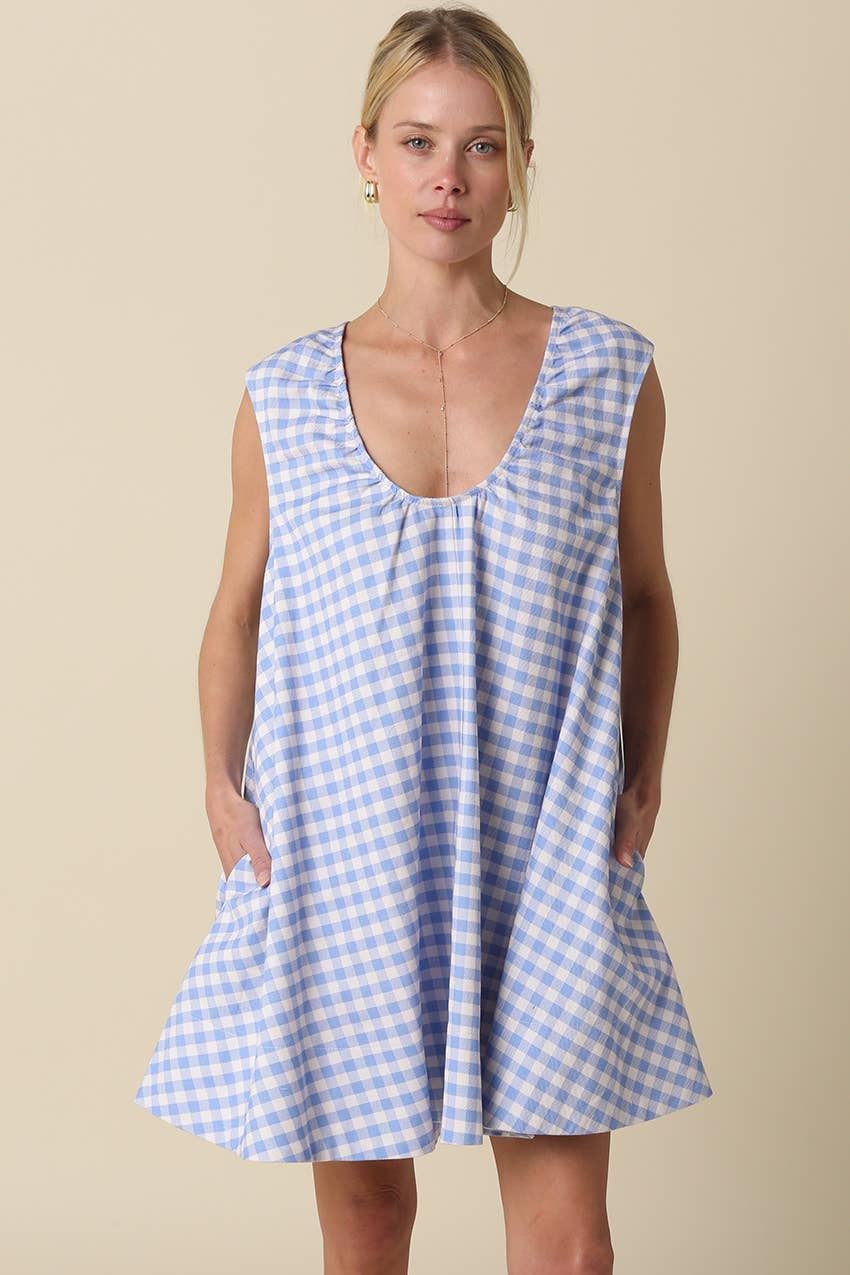 NOELLA GINGHAM SWING MINI DRESS