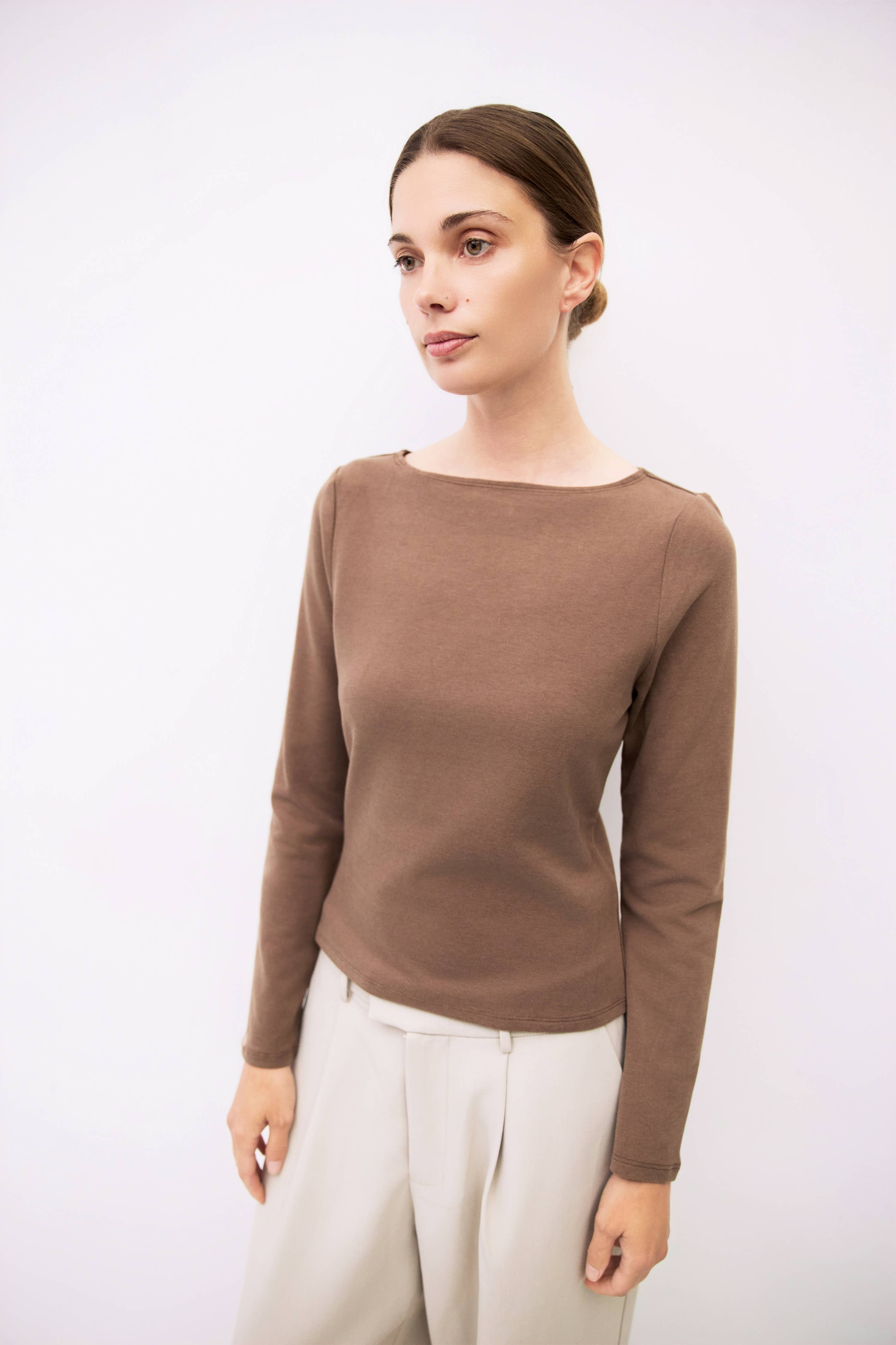 The Martina Top | Wide Neck Long Sleeve Top