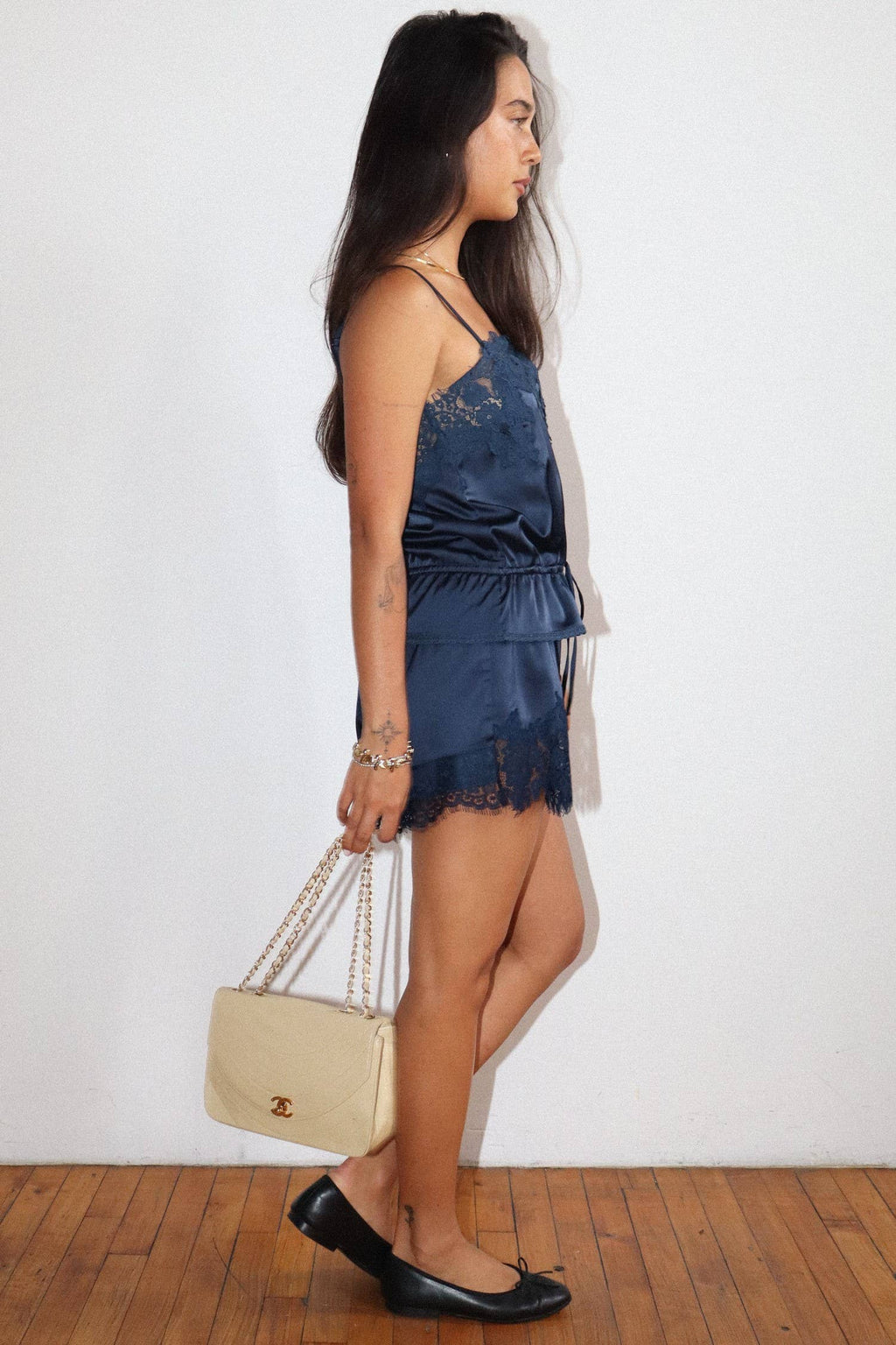 LACE TRIM SATIN CAMI TOP