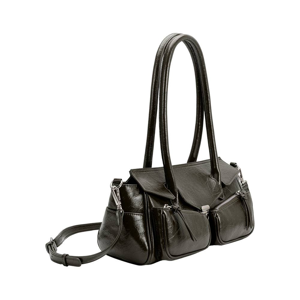 Ruthie Olive Recycled Vegan Leather Shoulder Bag