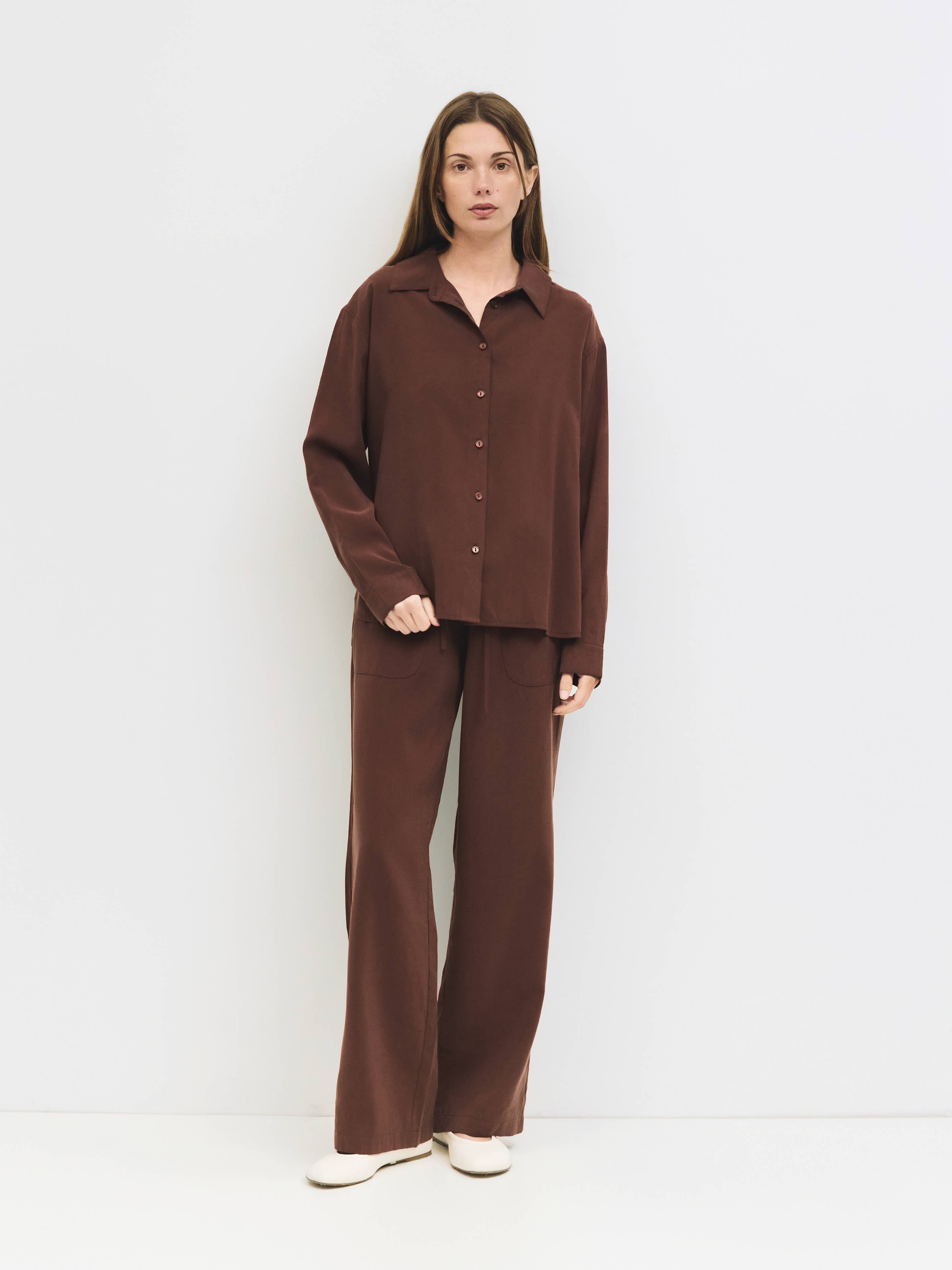 The Ellis Top | Brushed Button-Down Shirt