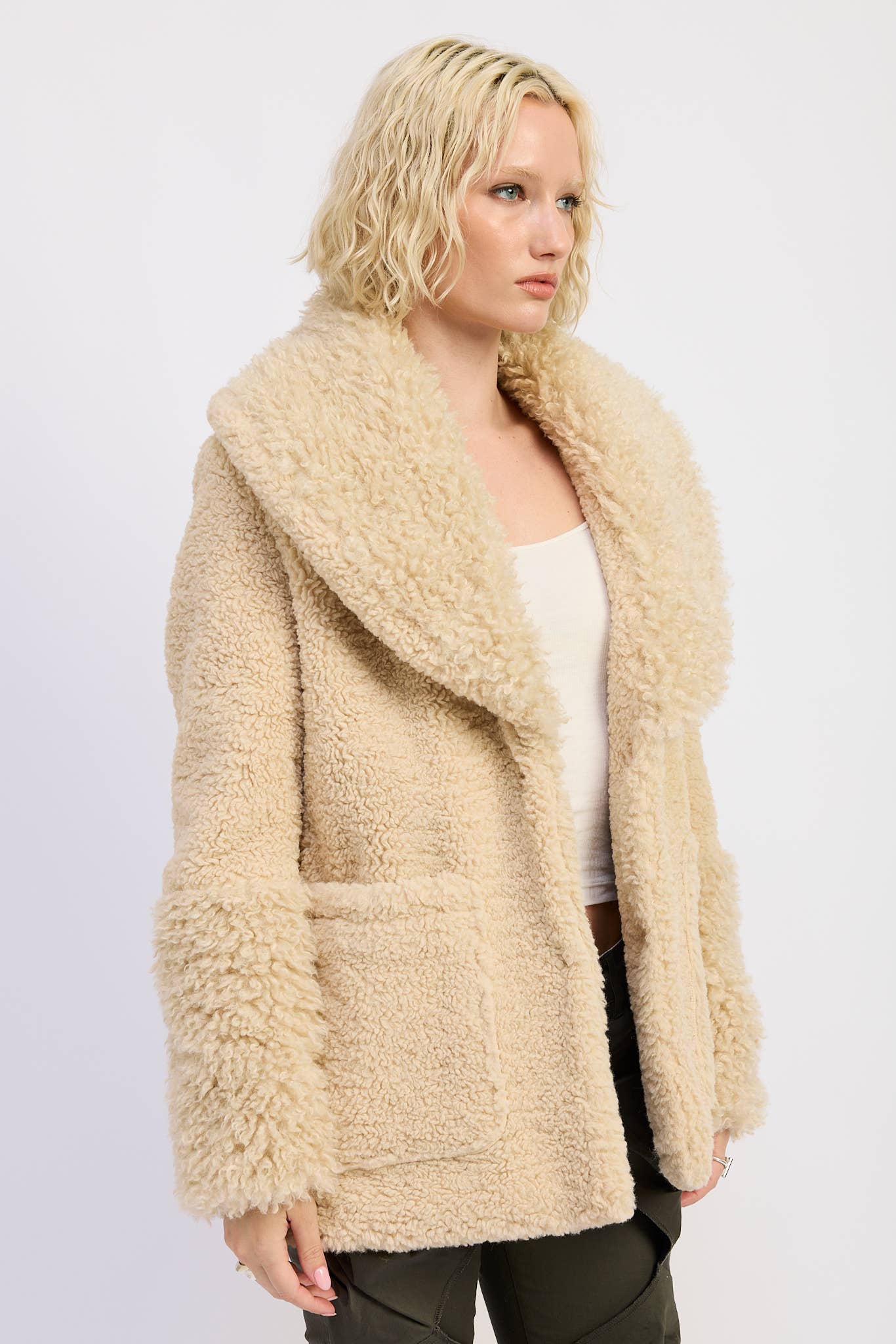 Fur Trimmed Fleece Jacket With Packets
