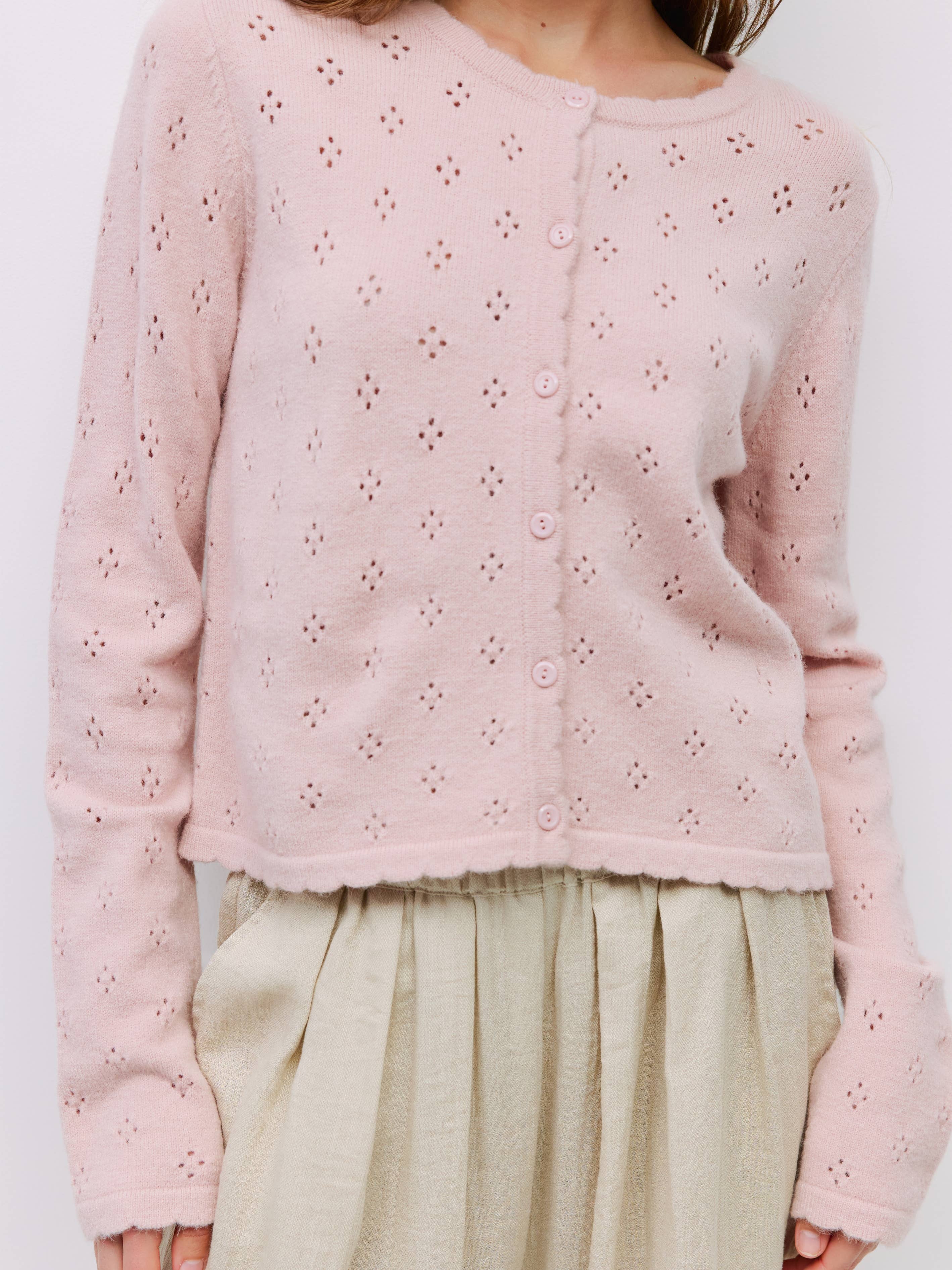 The Carmela Cardigan | Scalloped Pointelle Cardigan