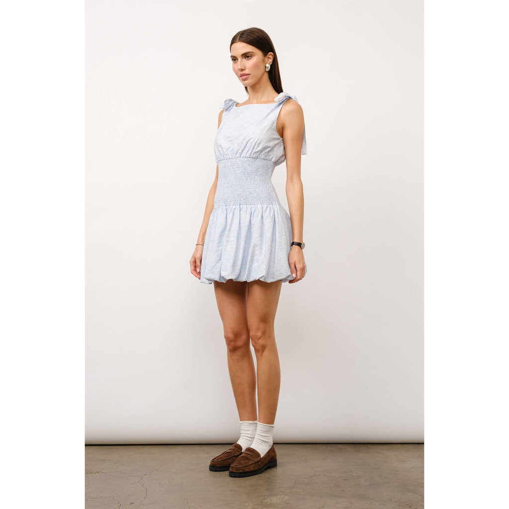 Holland Smocked Waist Bubble Hem Mini Dress