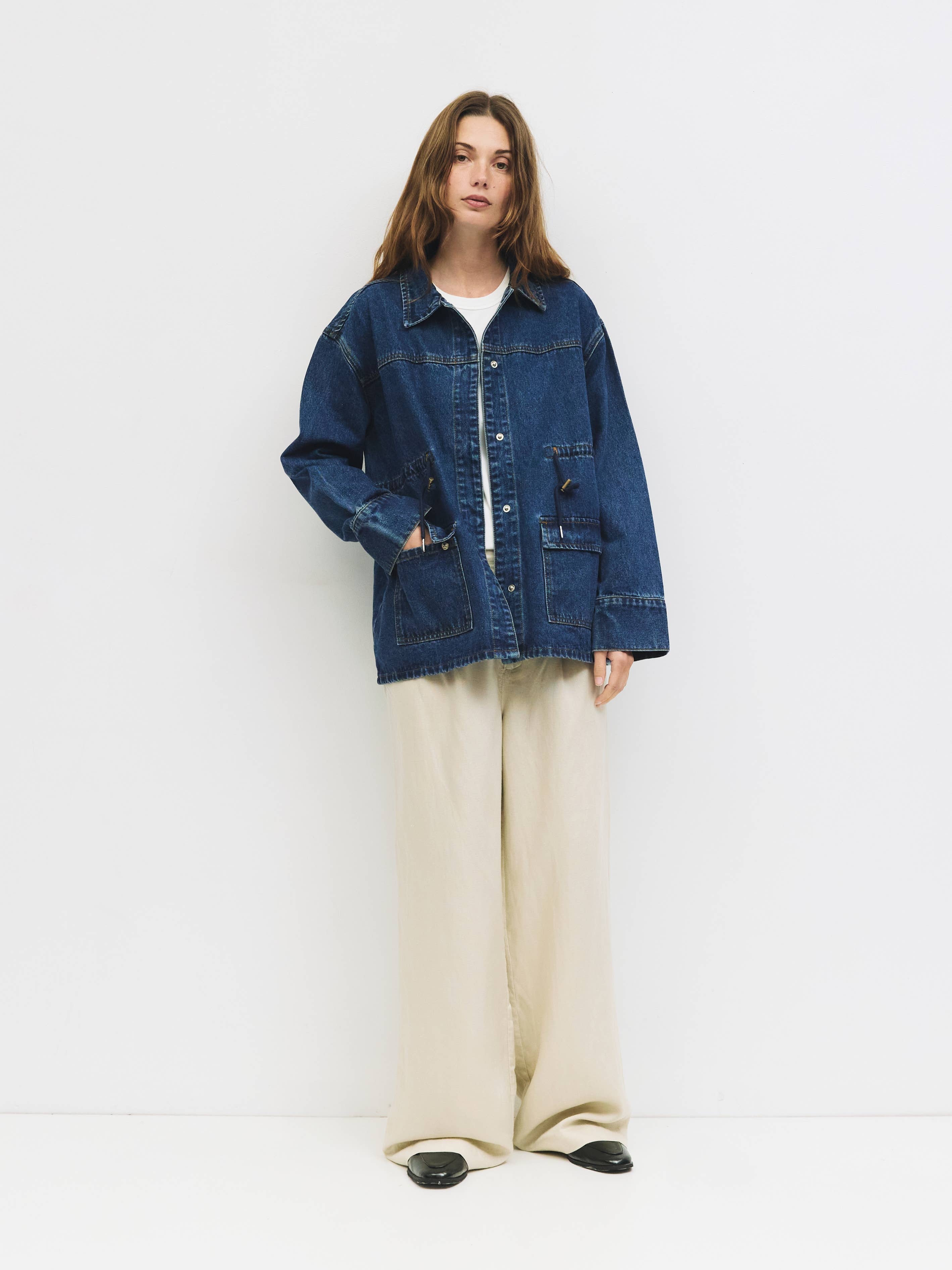 The Aster Jacket | Denim Drawstring Jacket