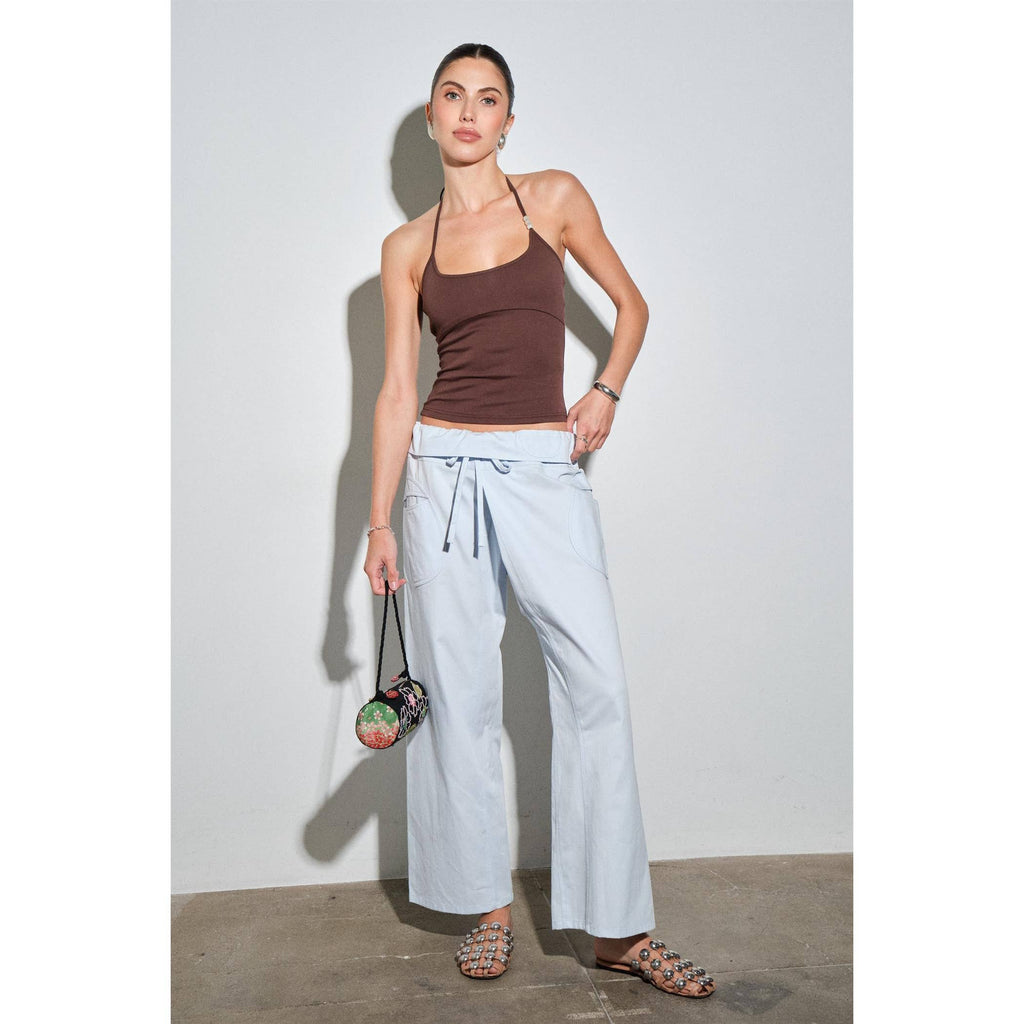 ANJA FOLD-OVER COTTON TWILL PANT