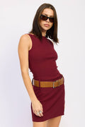 BOAT NECK MINI TANK DRESS WITH CHUNKY BELT