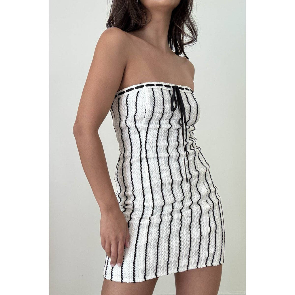 Crochet Knit Bodycon Mini Tube Top Dress