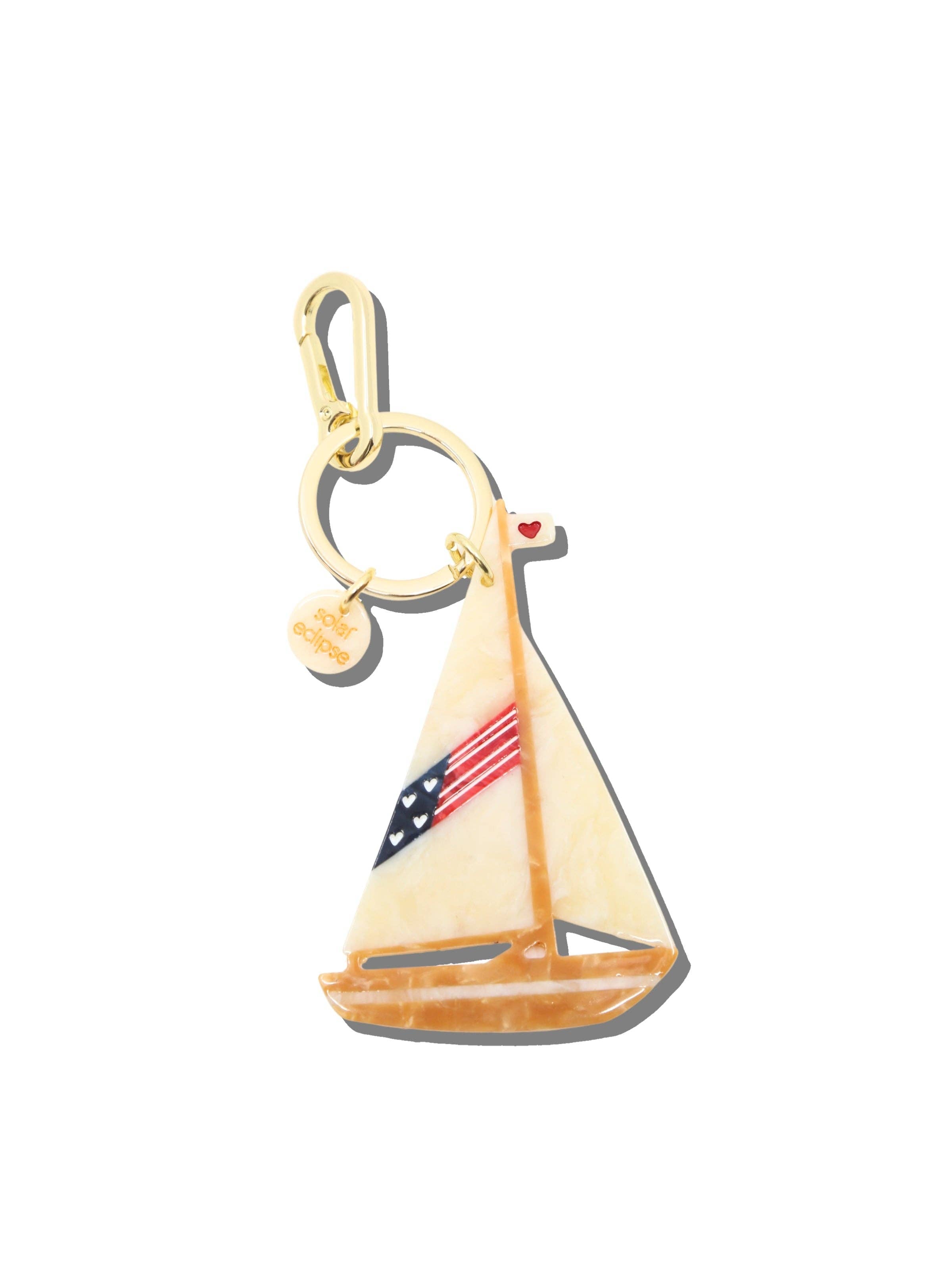 Hand-painted Americana Sailboat Bag Charm + Keychain