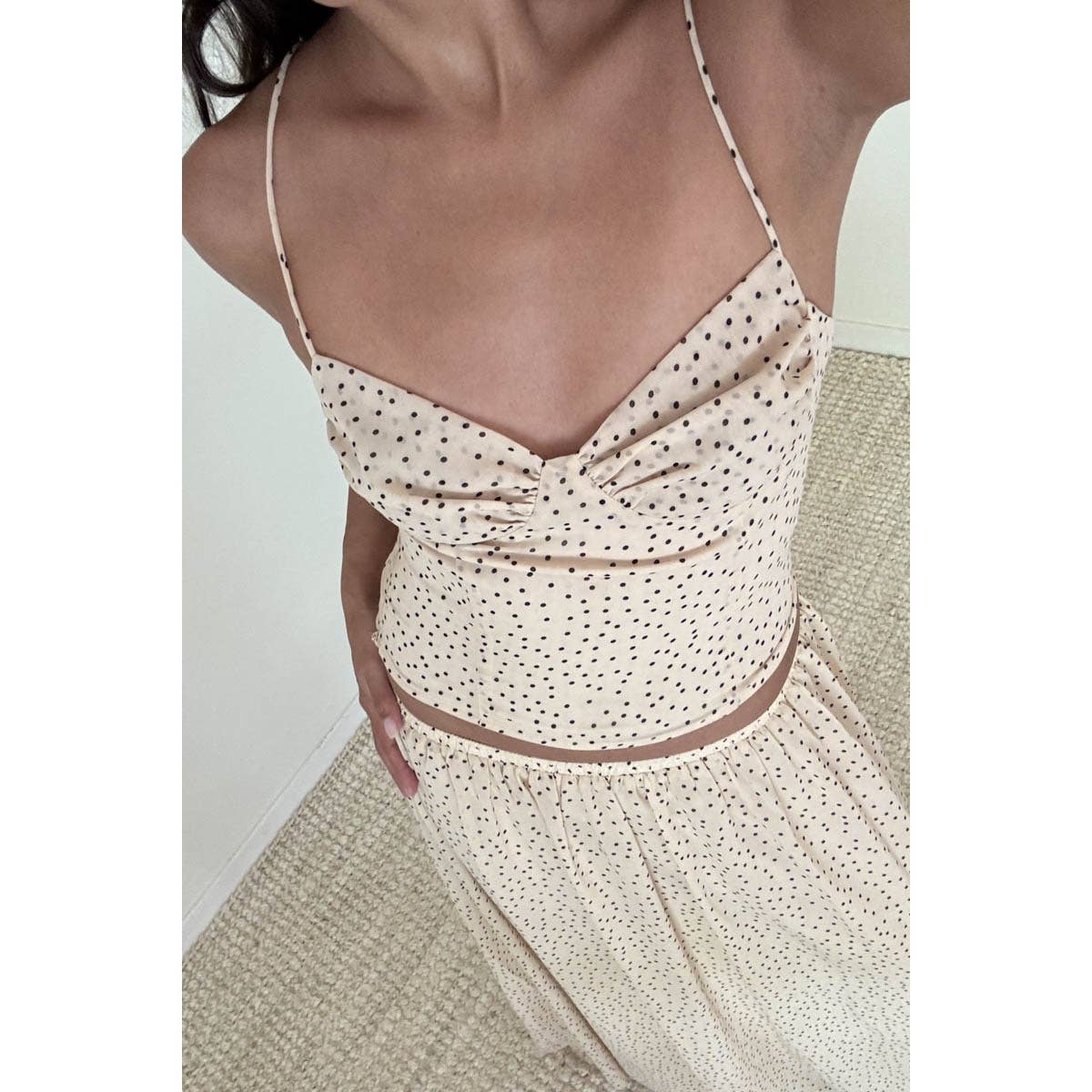 Polka Dot Print Chiffon Bodycon Bustier Top