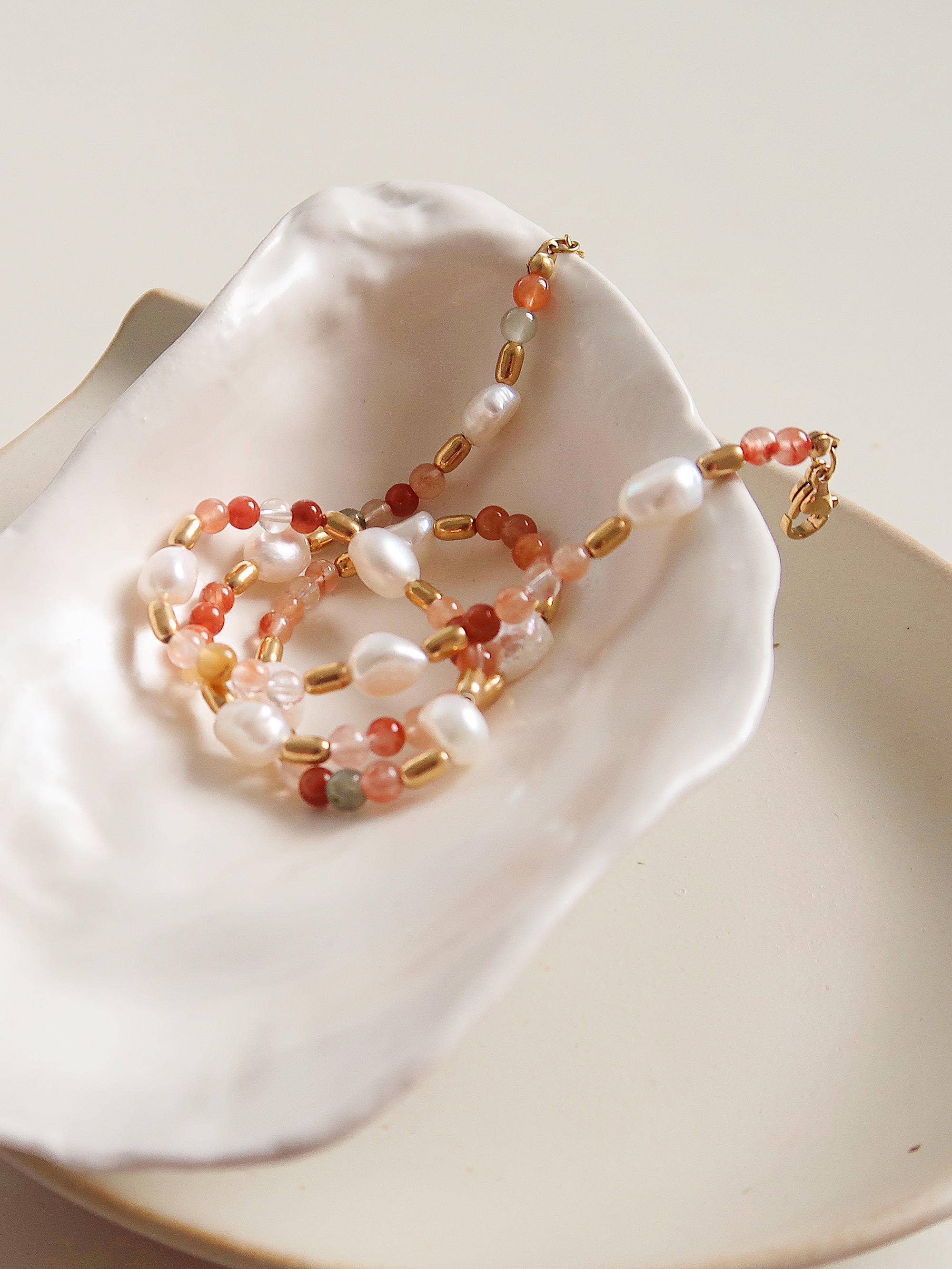 18K Non-Tarnish Bohemian Stone & Bead Bracelet
