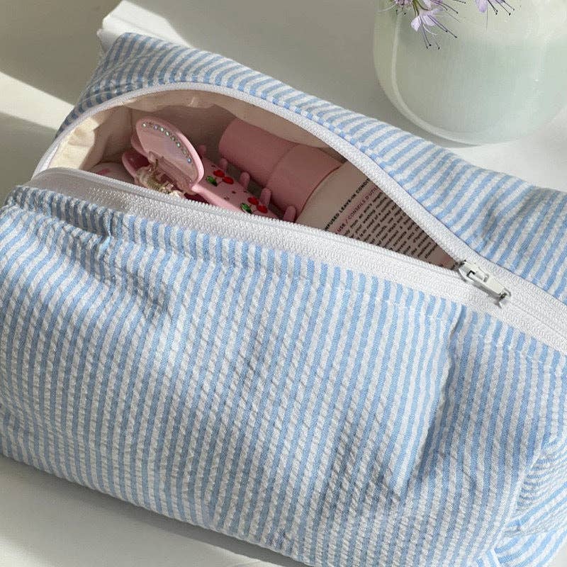 Simple Striped Color Block Cosmetic Bag