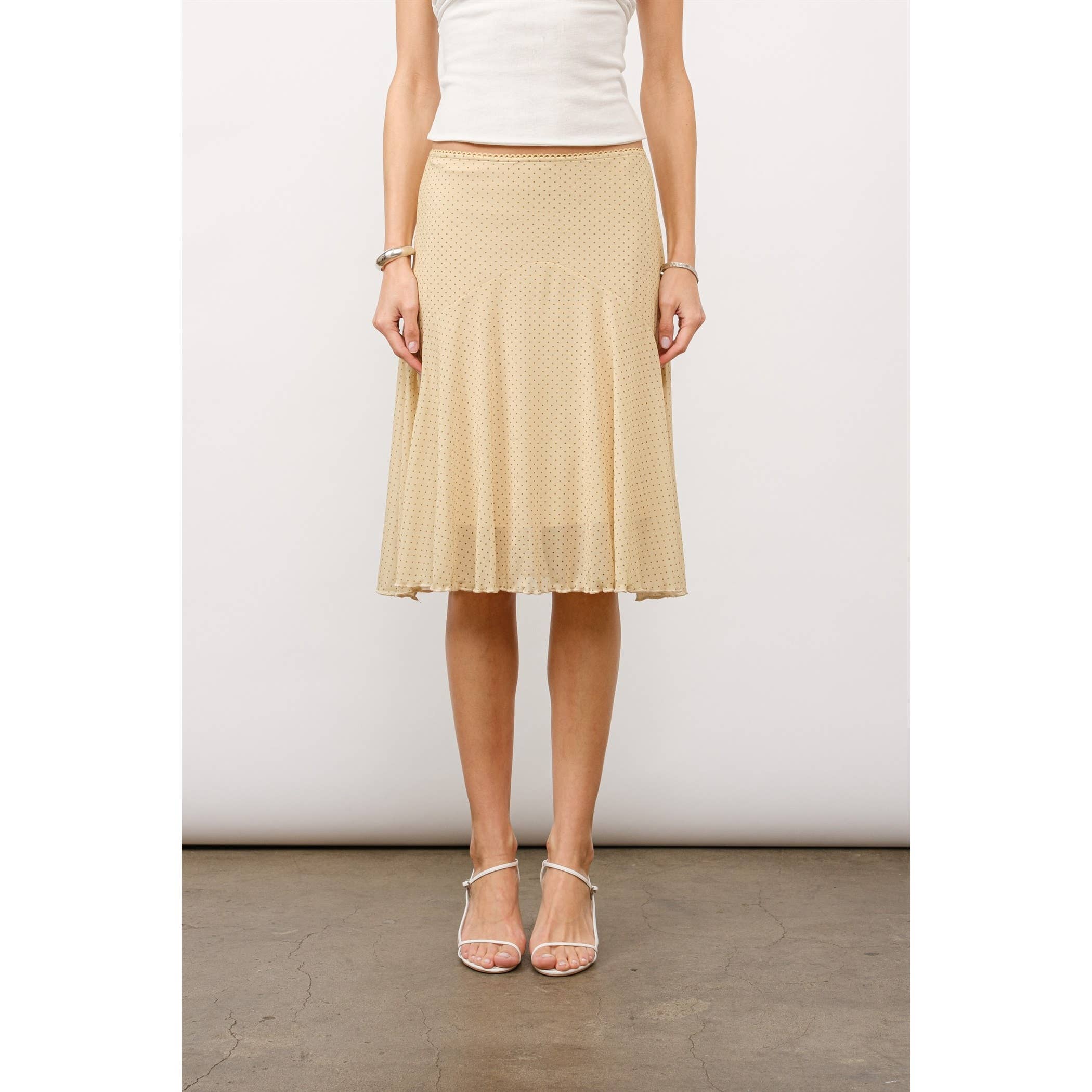 Lilou Polka Dot Mesh Mid Skirt