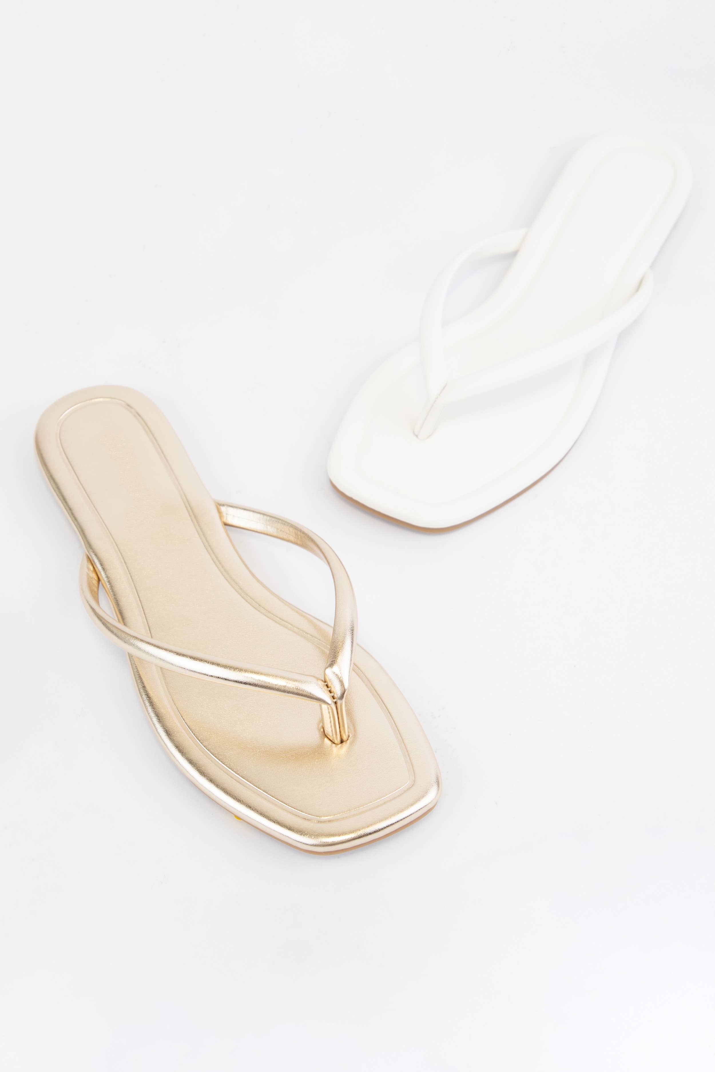 TALLULAH-1 SOLID COLOR SQUARE-TOE THONG SANDAL