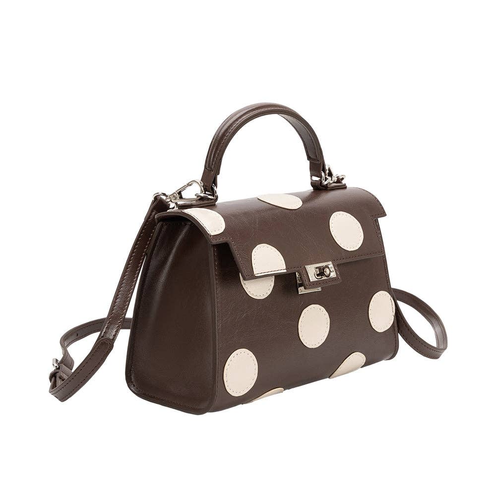 Maisel Chocolate Recycled Vegan Polka Dot Top Handle Bag