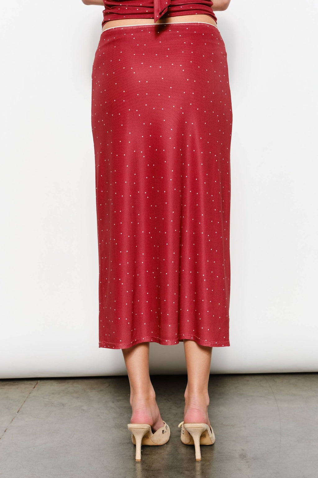 GENEVA POLKADOT MESH MIDI SKIRT