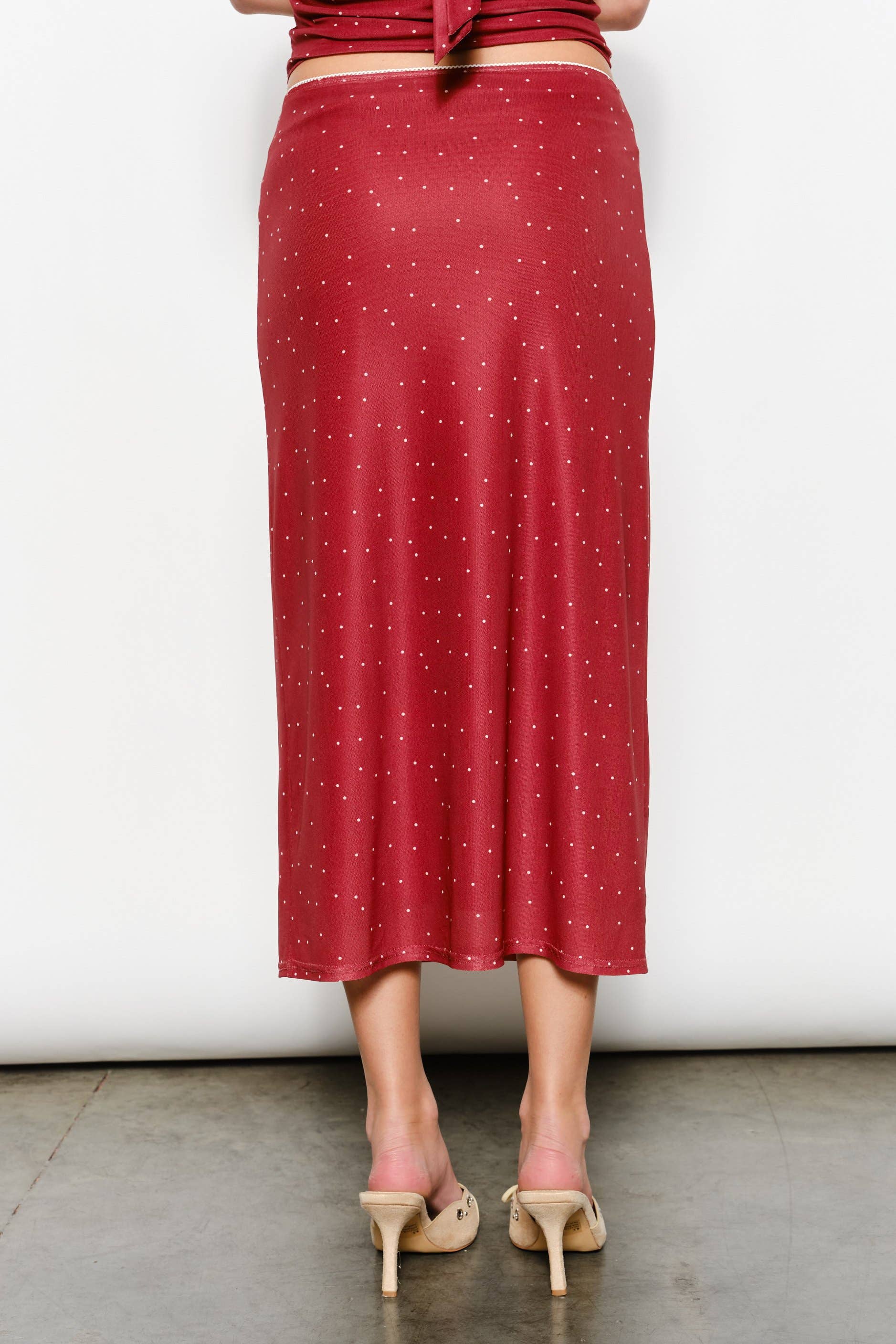 GENEVA POLKADOT MESH MIDI SKIRT