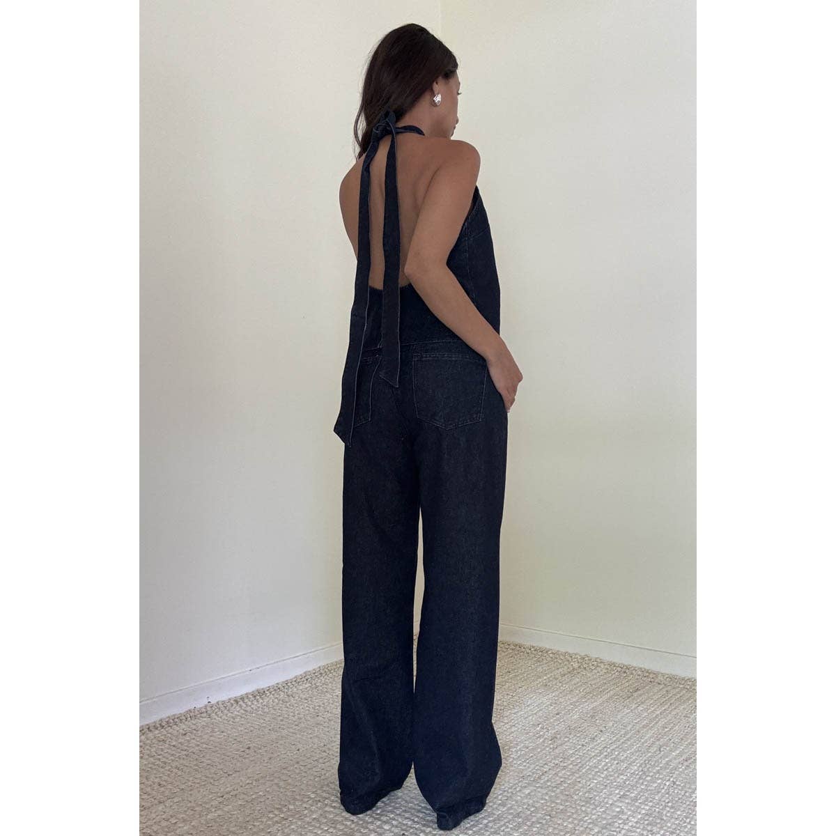 Self-Tie Belt Loose Baggy Fit Denim Pants