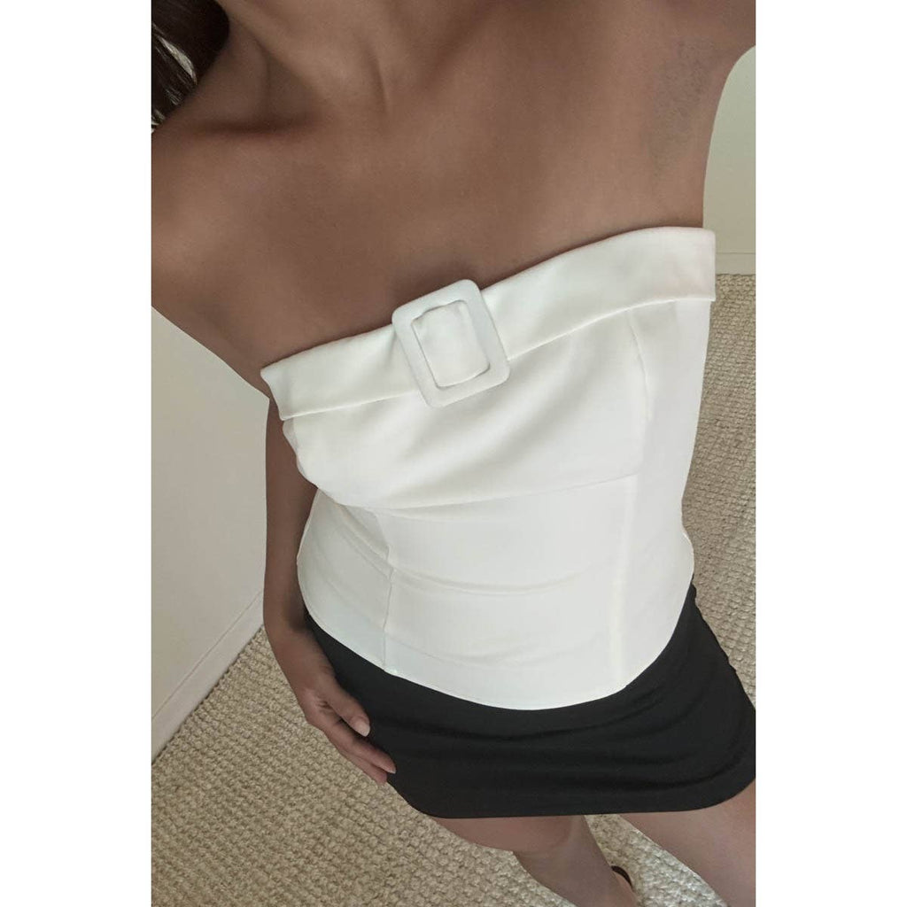 Buckle Detail Strapless Tube Top