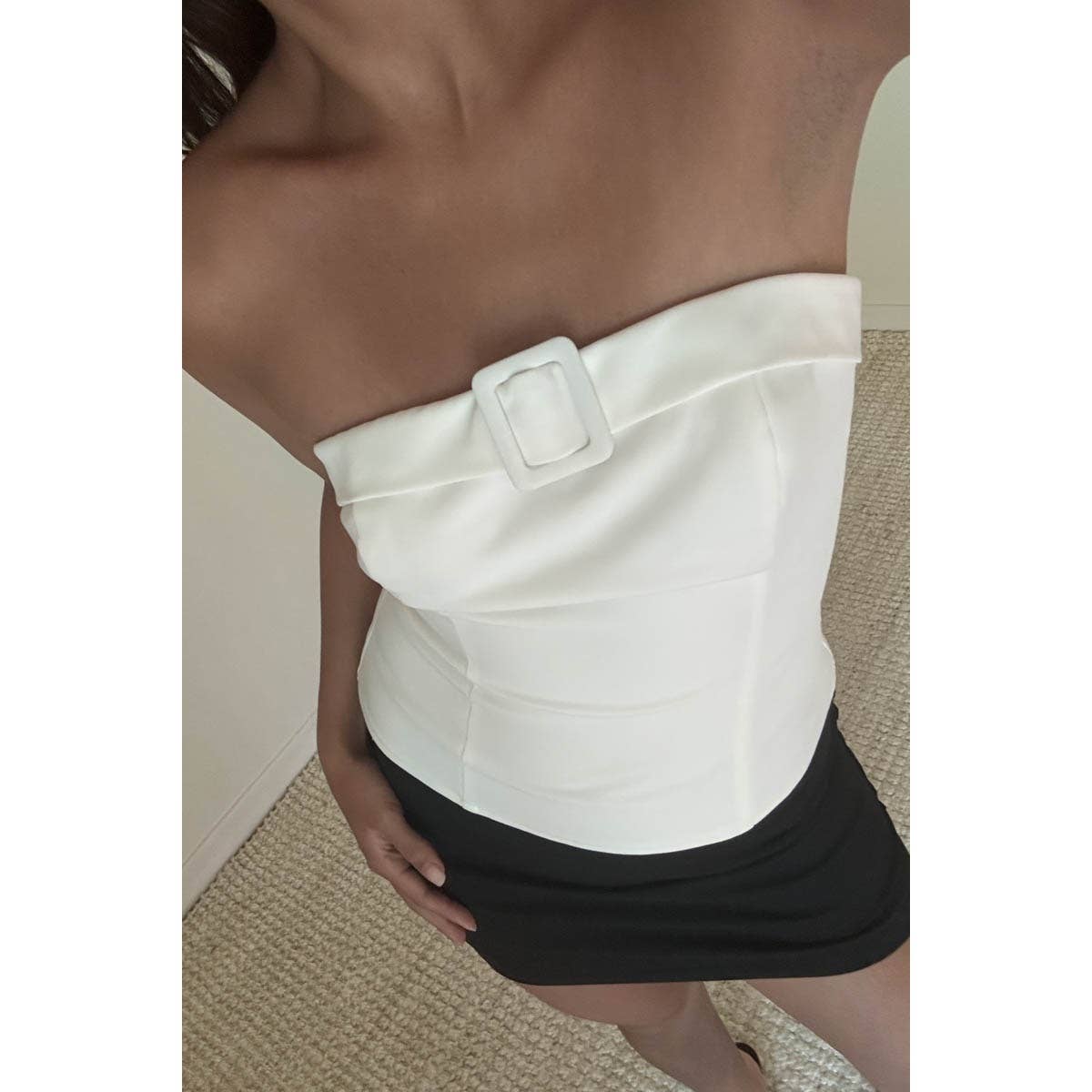 Buckle Detail Strapless Tube Top