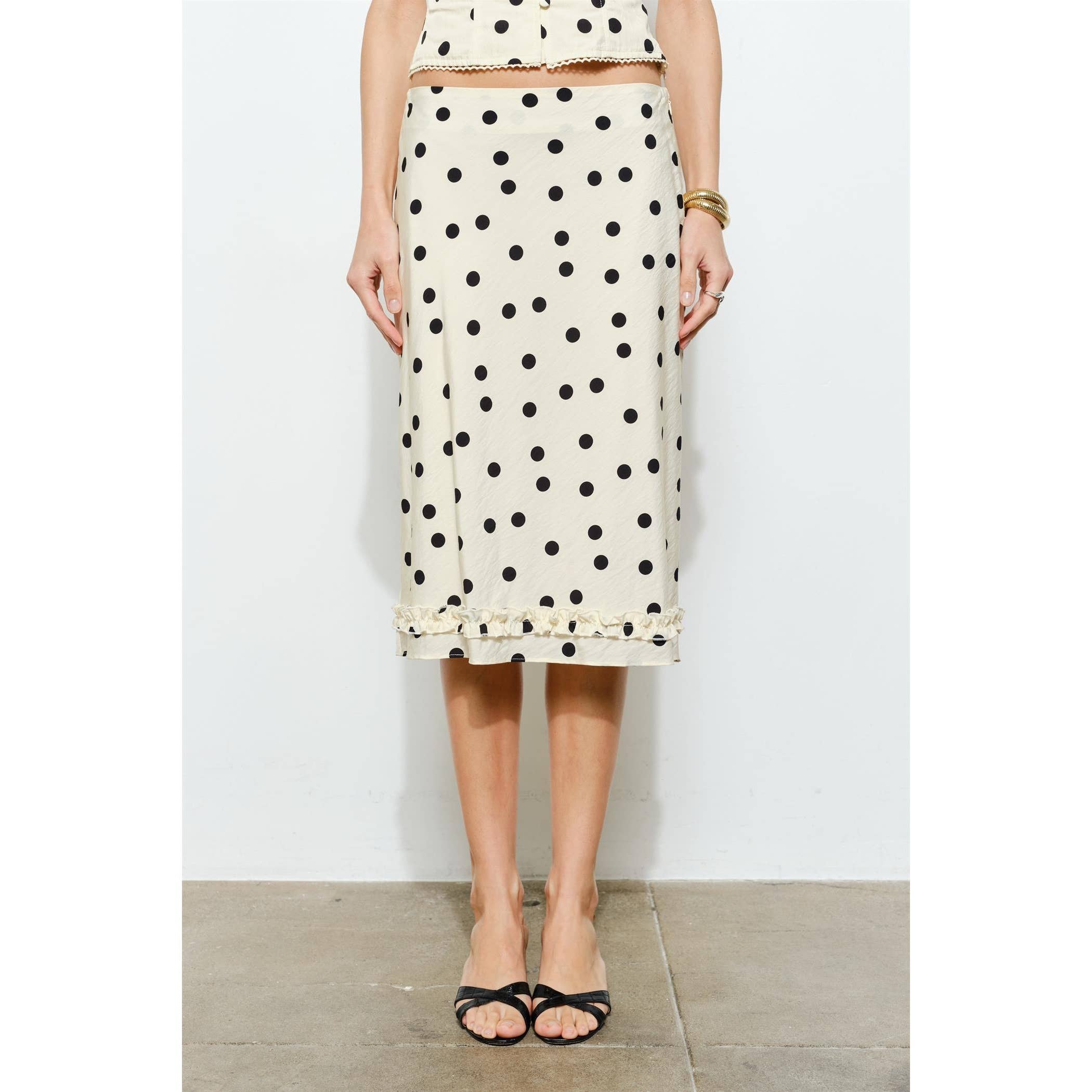 DEMI RUFFLE TRIM MIDI SKIRTemi Ruffle Trim Midi Skir