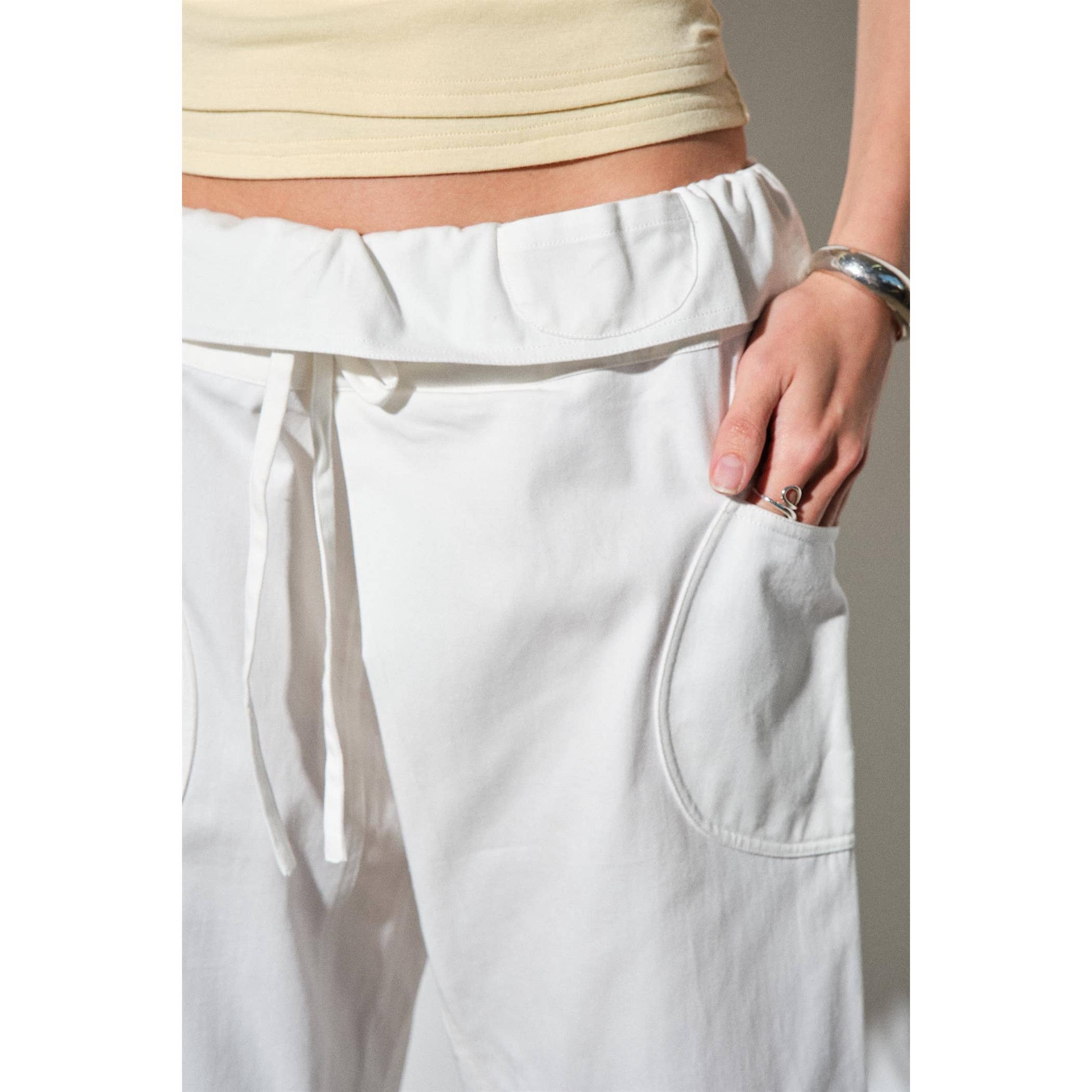 ANJA FOLD-OVER COTTON TWILL PANT