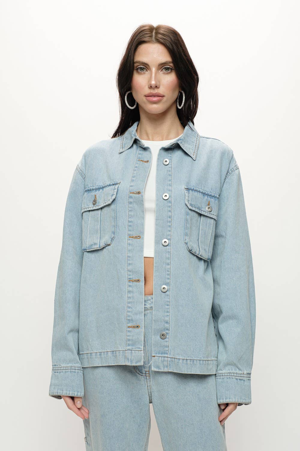 Denim Cargo Overshirt