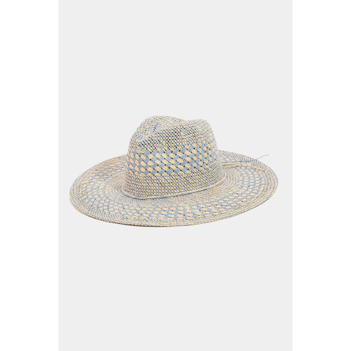 Checkered Straw Weave Sun Hat