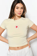 FLOWER BEAD EMBROIDERED TEE