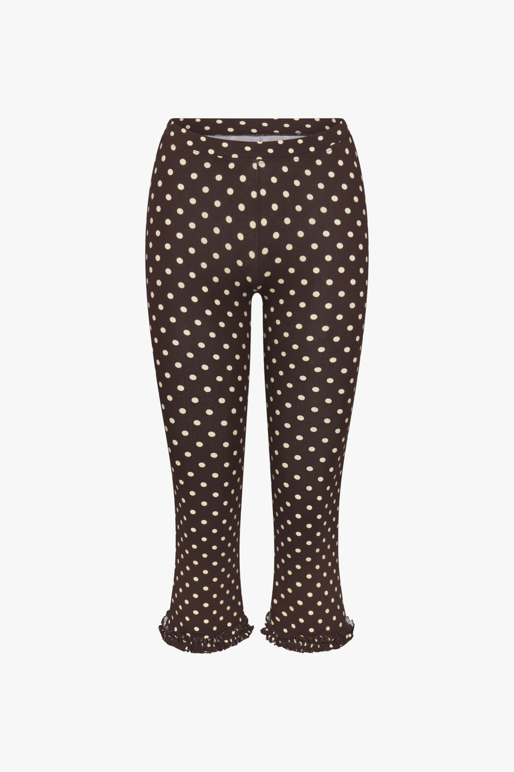 RUFFLE CAPRI IN ESPRESSO DOT