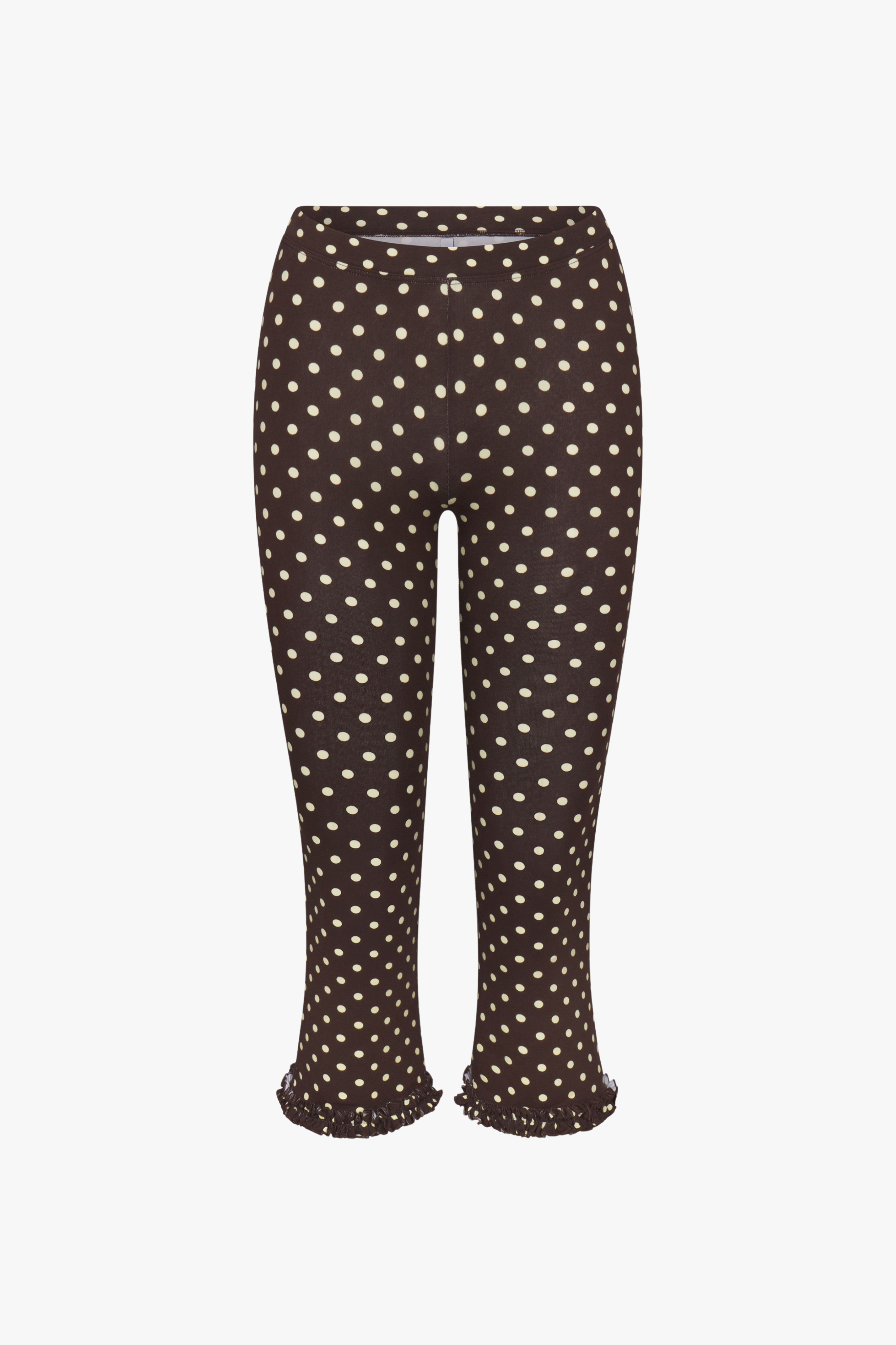 RUFFLE CAPRI IN ESPRESSO DOT