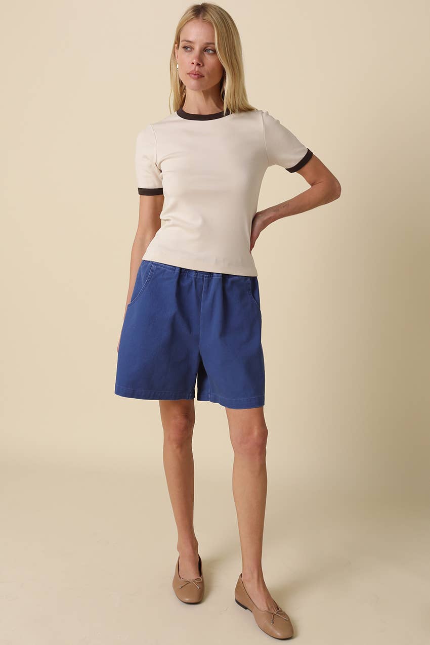BRISA COTTON PULL-ON BERMUDA SHORTS