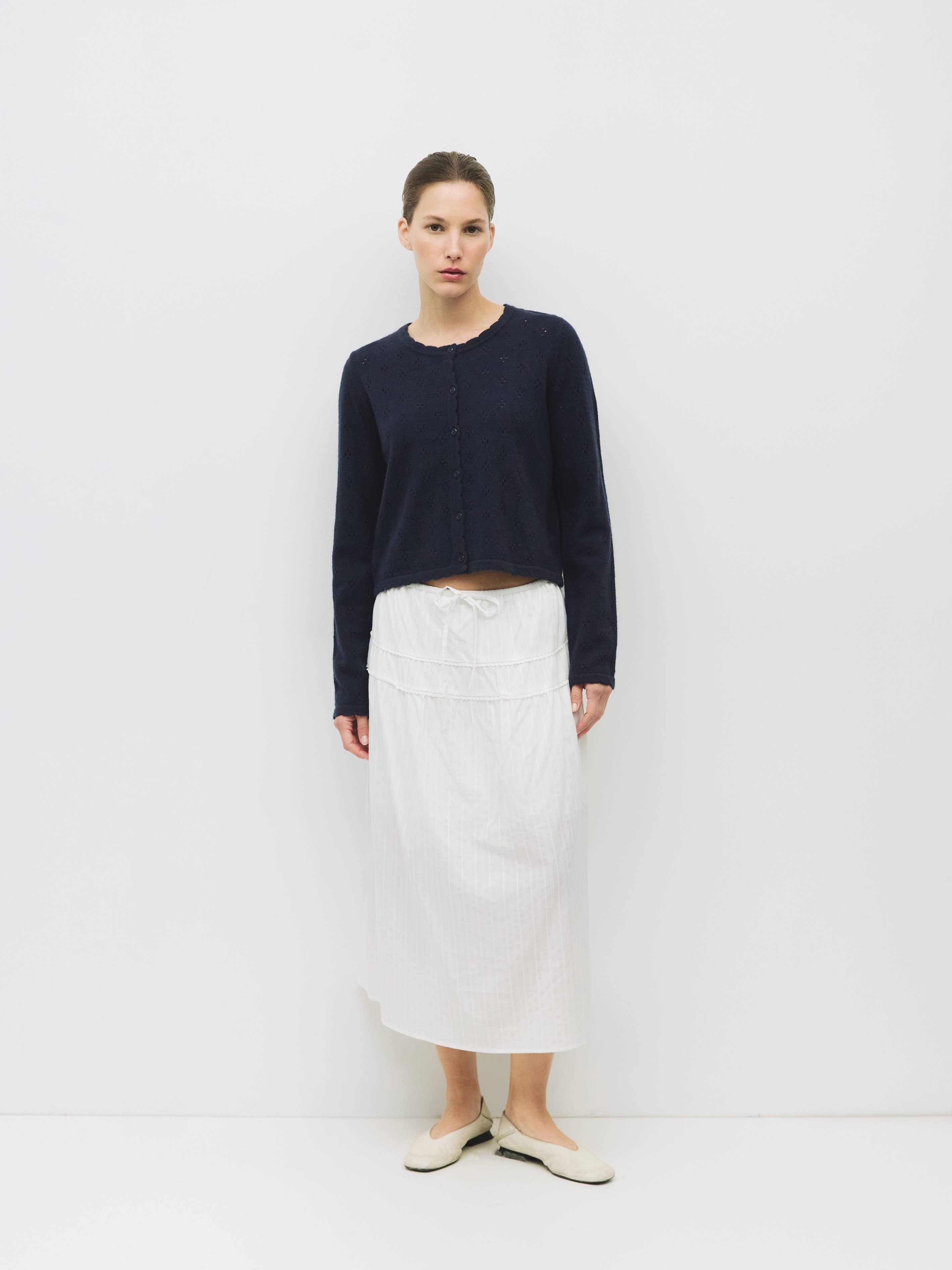 The Carmela Cardigan | Scalloped Pointelle Cardigan
