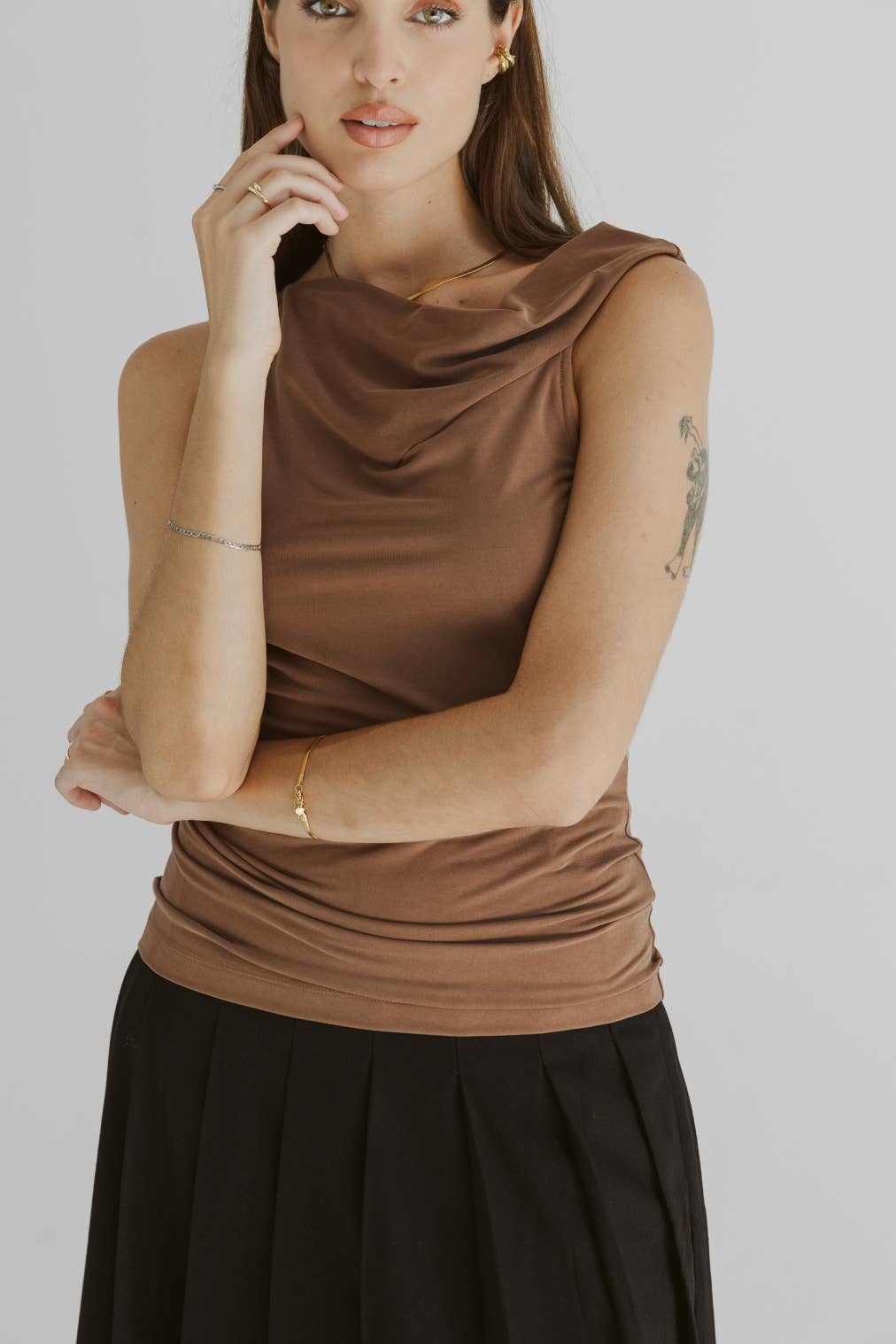 The Emilia Top | Asymmetrical Twist Shoulder Top
