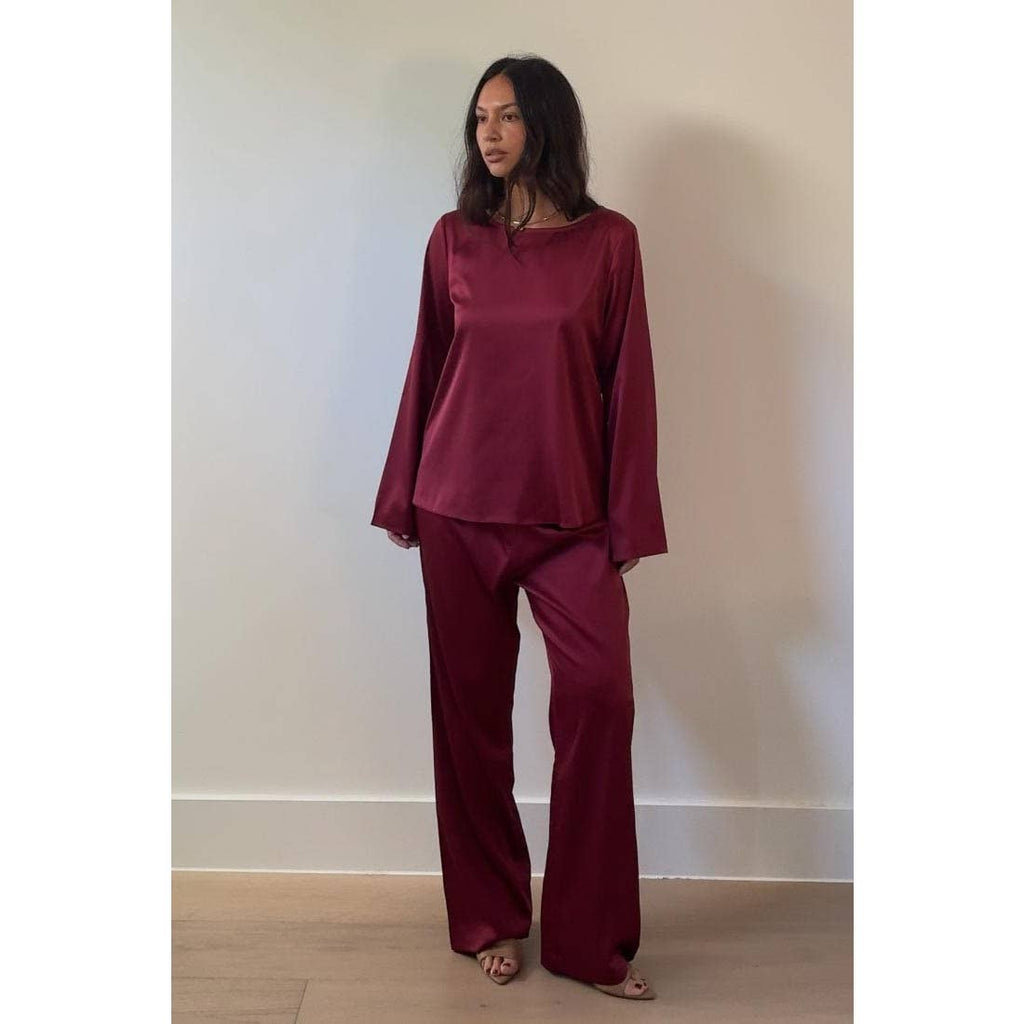 Satin Long Sleeves Top & Pants Set