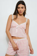 LACE TRIM PLAID CAMI