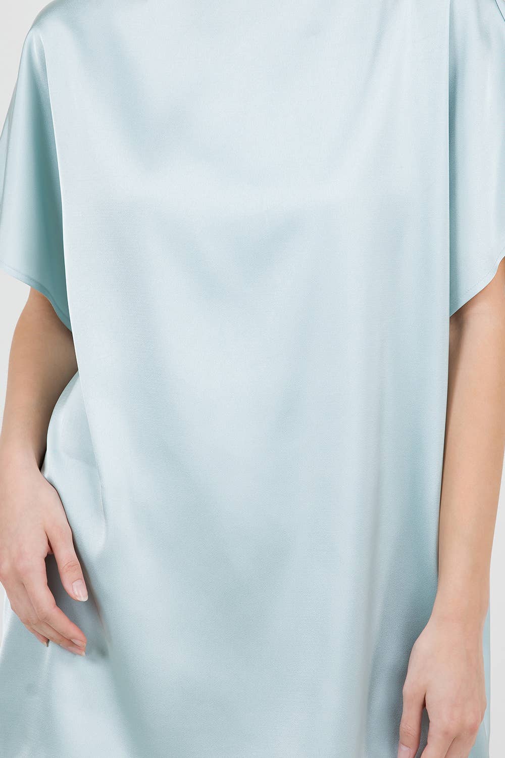 Mini Cowl Neck Satin Shirt Blouse