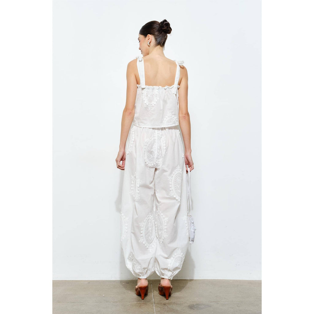 OWEN EMBROIDERED TIE STRAP SCARF TOP
