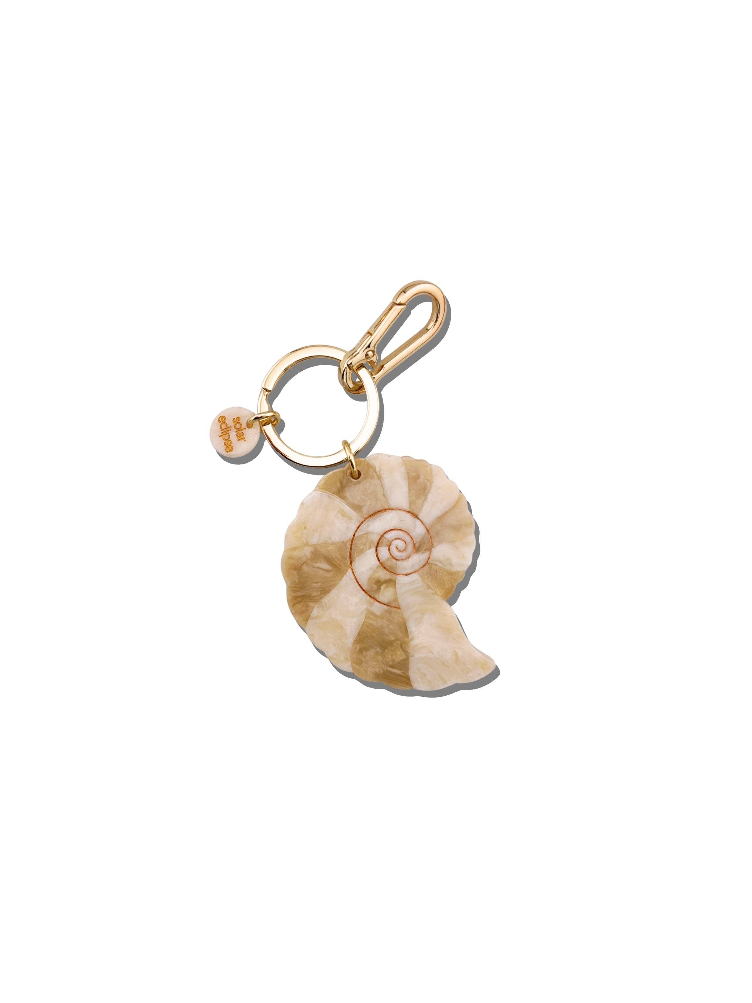 Hand-painted Spiral Shell Bag Charm + Keychain