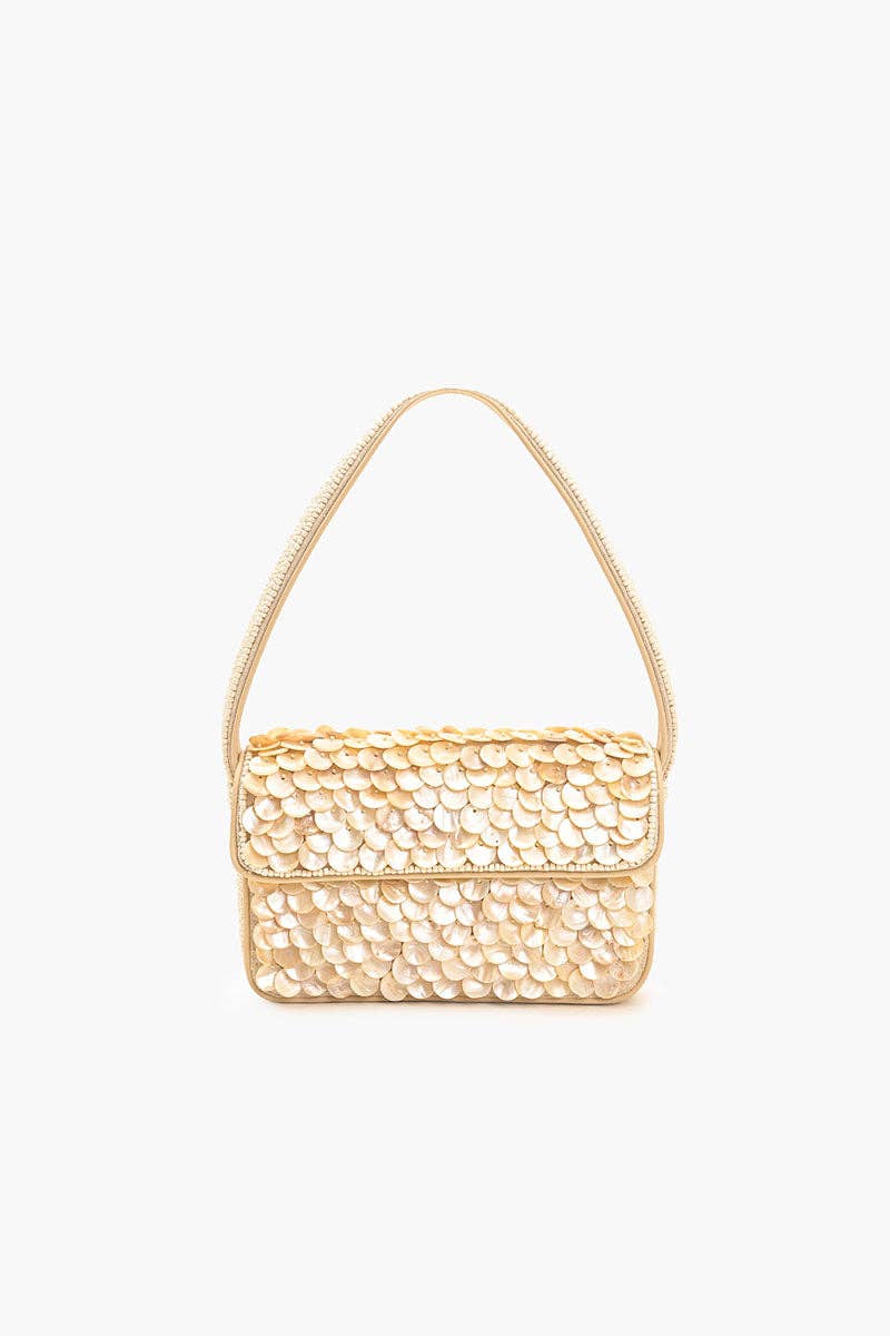 RAINBOW SHELL BEADED SHOULDER BAG