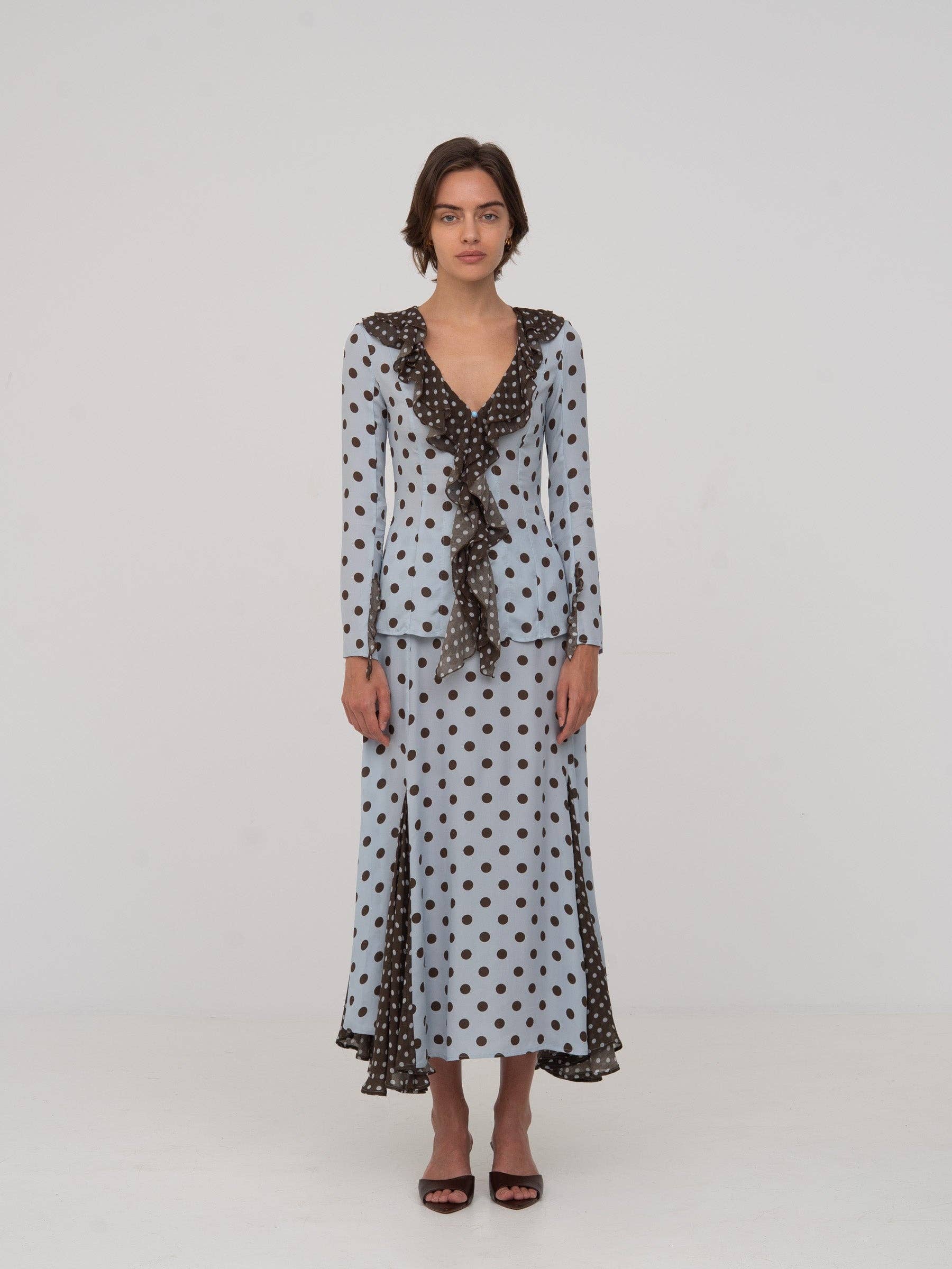 New Blue Polka Dot Blouse