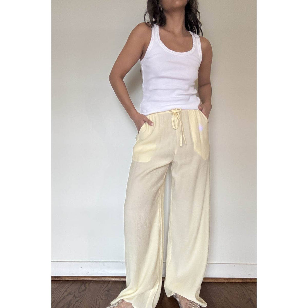 Drawstring Mid Waist Straight Leg Flowy Pants