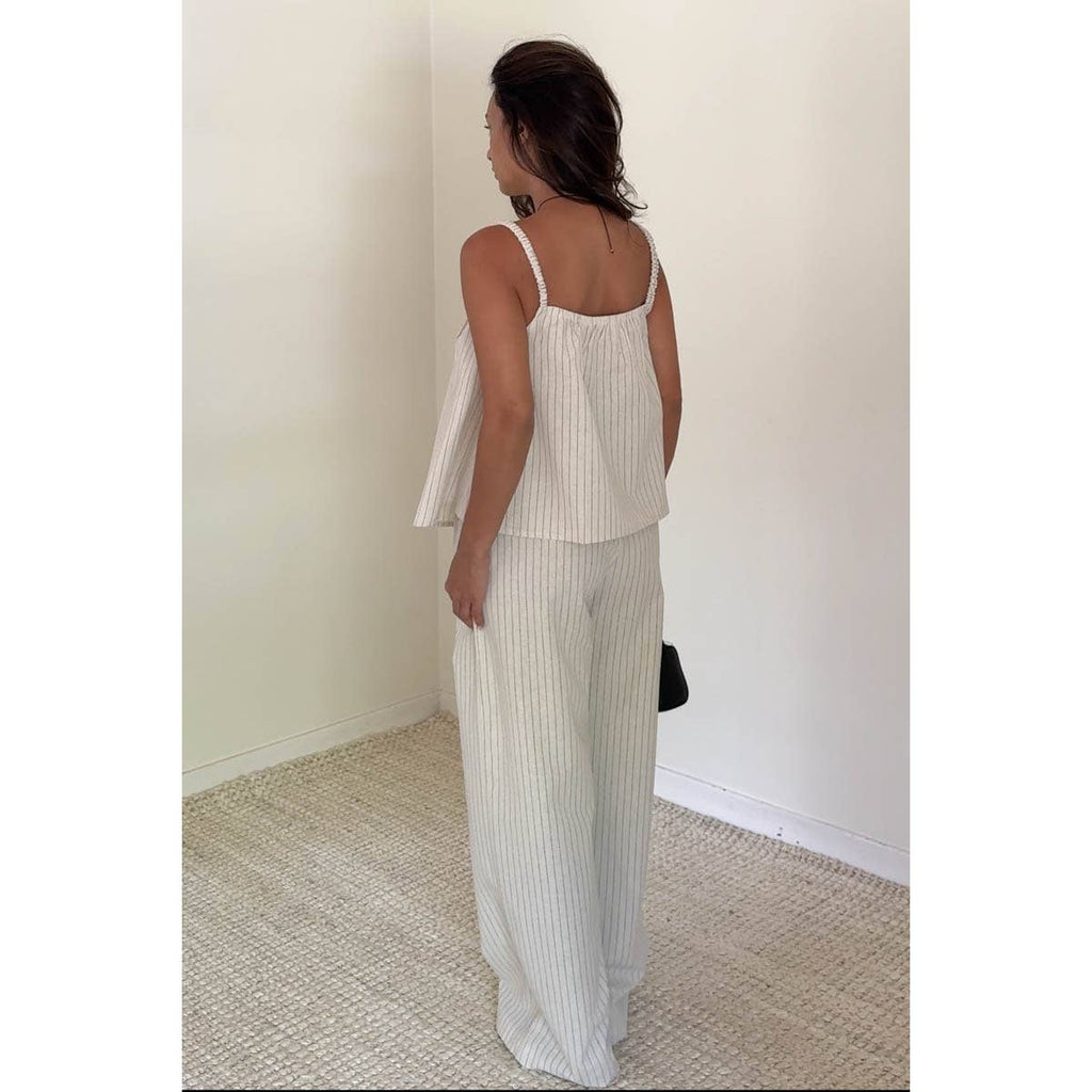 Linen Stripe A Line Top