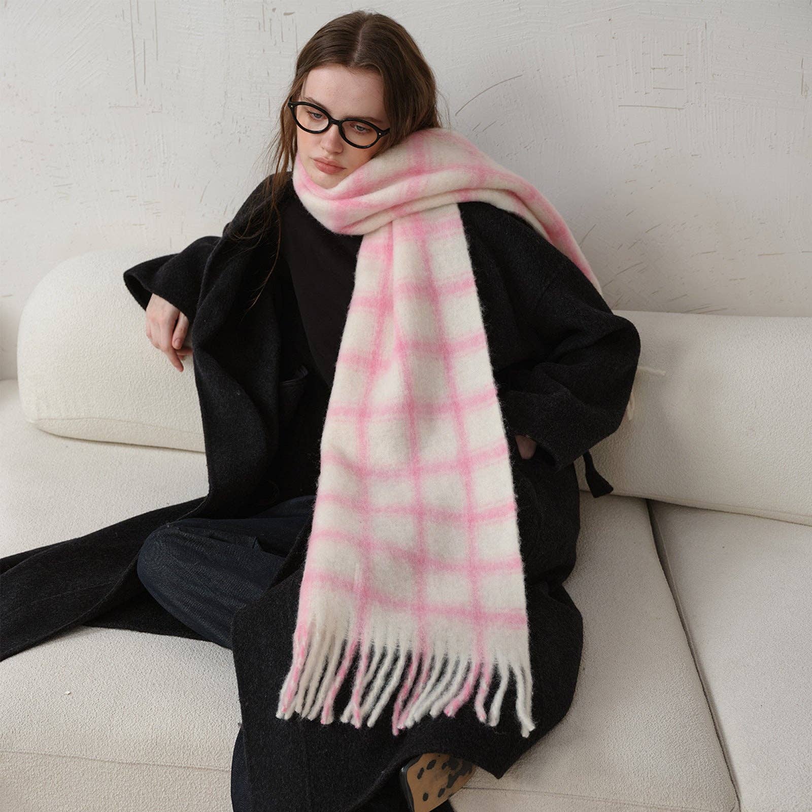 Simple Soft Plaid Soft Warm Scarf