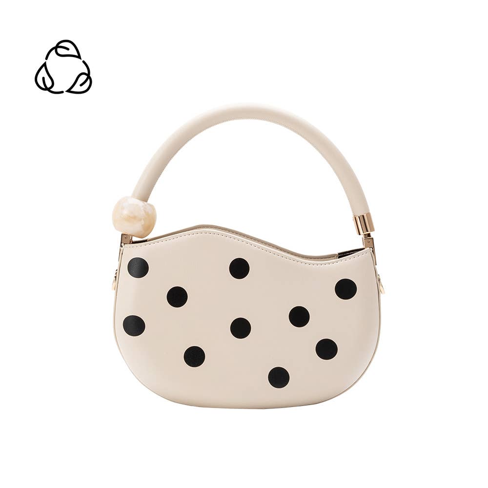 Jennie Cream Recycled Vegan Polka Dot Top Handle Bag